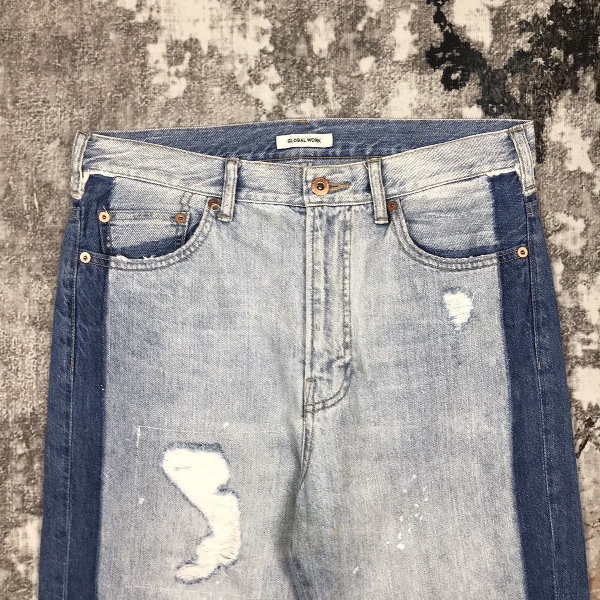 Global Work × Japanese Brand Japanese Global Work high Waist Distressed Design Denim Jean Size 32" / US 10 / IT 46 - 3 Thumbnail