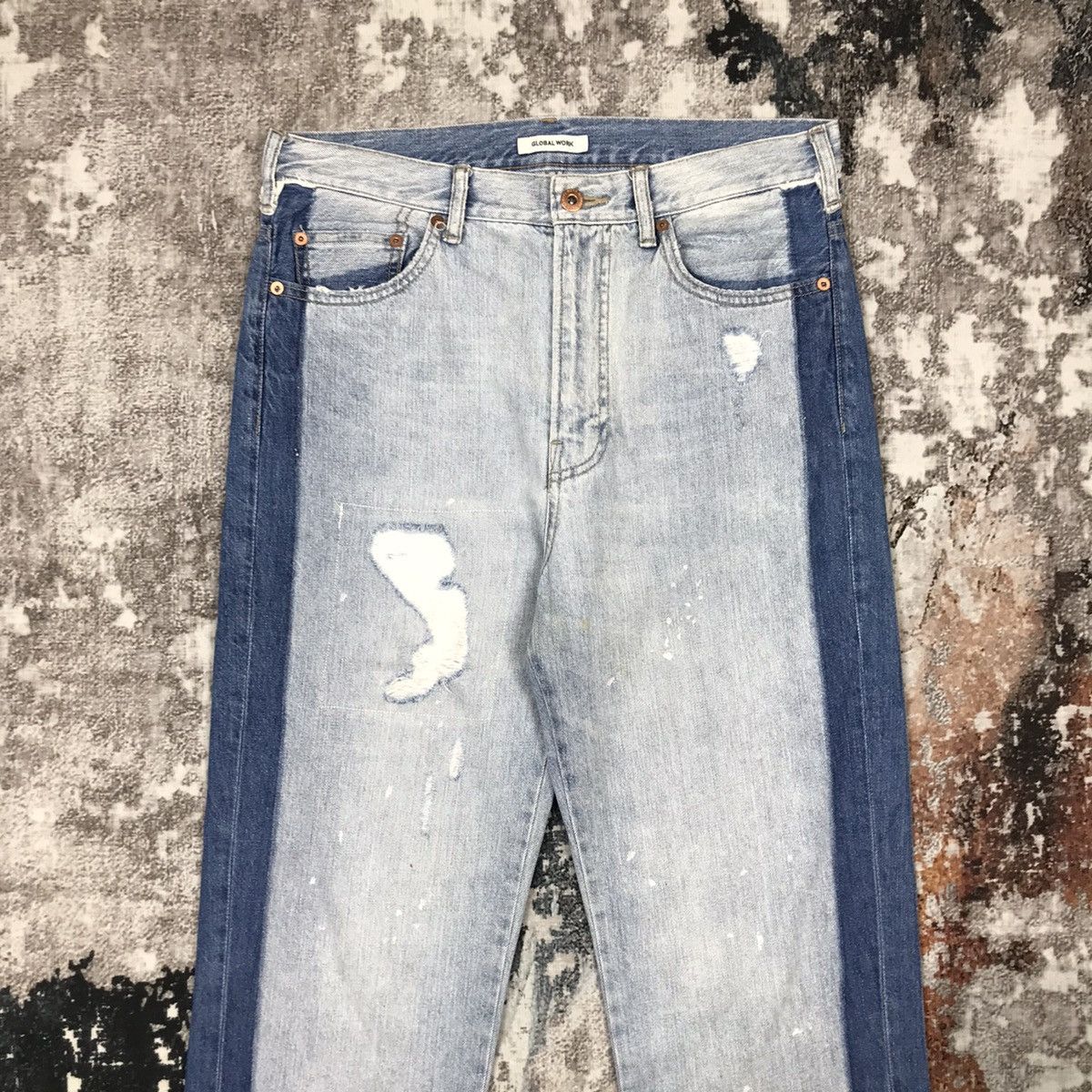 Global Work × Japanese Brand Japanese Global Work high Waist Distressed Design Denim Jean Size 32" / US 10 / IT 46 - 2 Thumbnail