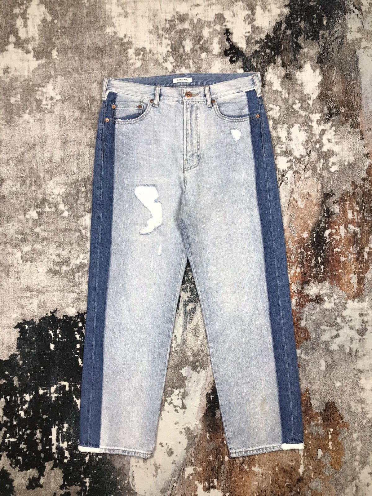 Global Work × Japanese Brand Japanese Global Work high Waist Distressed Design Denim Jean Size 32" / US 10 / IT 46 - 1 Thumbnail