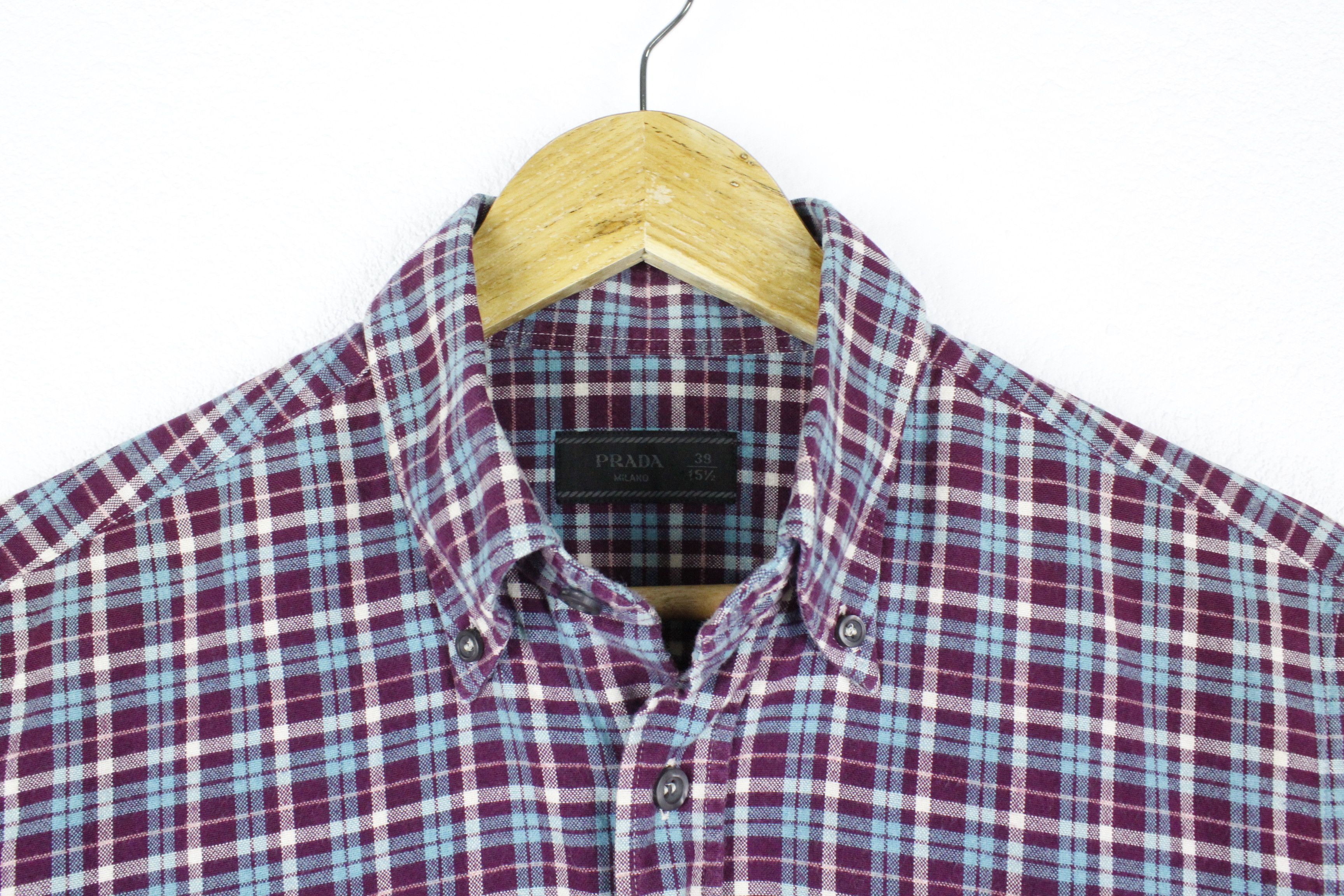 Prada Prada Multicolor Plaid Check Flannel Oxford Shirt Size L / US 10 / IT 46 - 3 Thumbnail