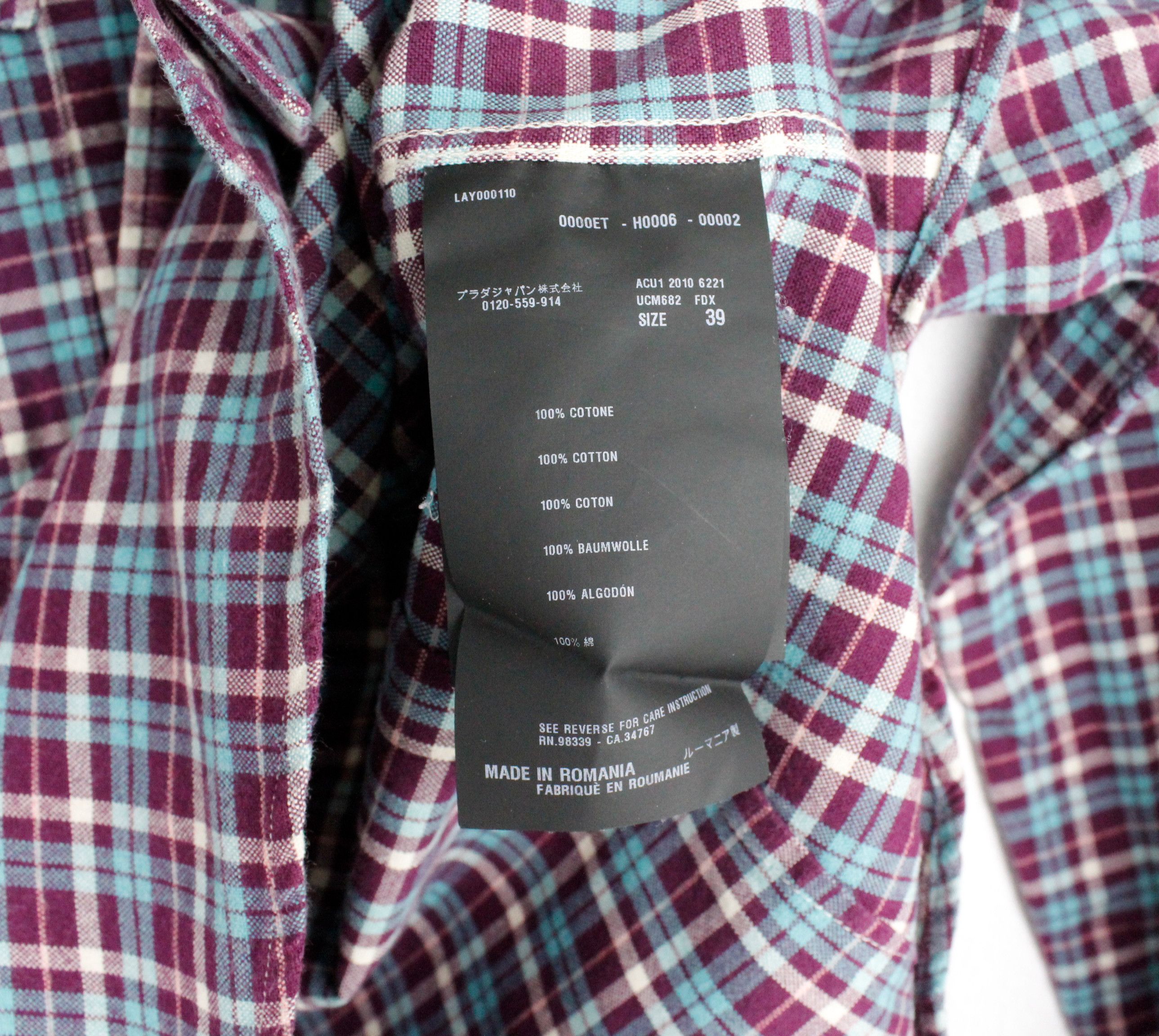 Prada Prada Multicolor Plaid Check Flannel Oxford Shirt Size L / US 10 / IT 46 - 4 Thumbnail
