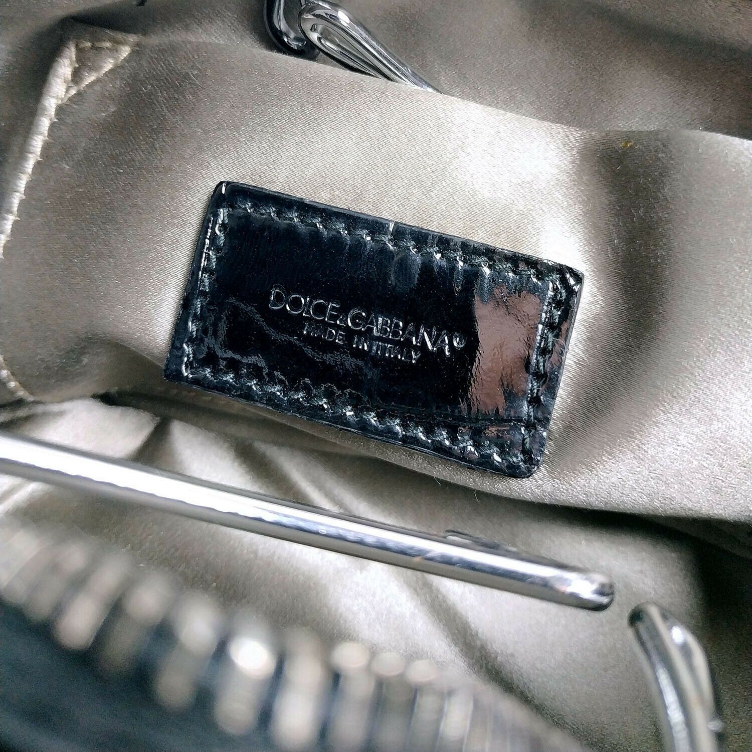 Dolce & Gabbana croc-embossed patent leather handbag w/ chain Size ONE SIZE - 5 Thumbnail