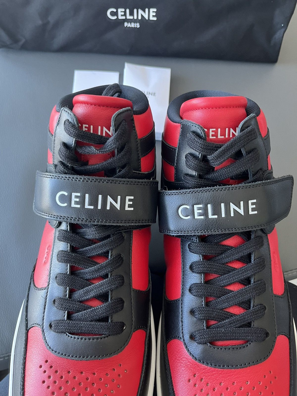 Celine × Hedi Slimane Rare New Super Runway Celine Logo Trainer Leather Sneaker Size US 11 / EU 44 - 12 Thumbnail