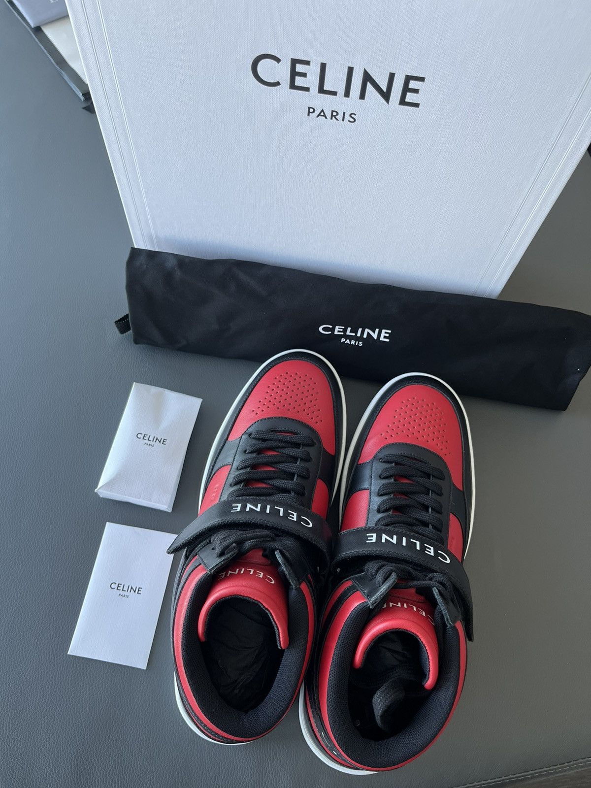 Celine × Hedi Slimane Rare New Super Runway Celine Logo Trainer Leather Sneaker Size US 11 / EU 44 - 14 Thumbnail