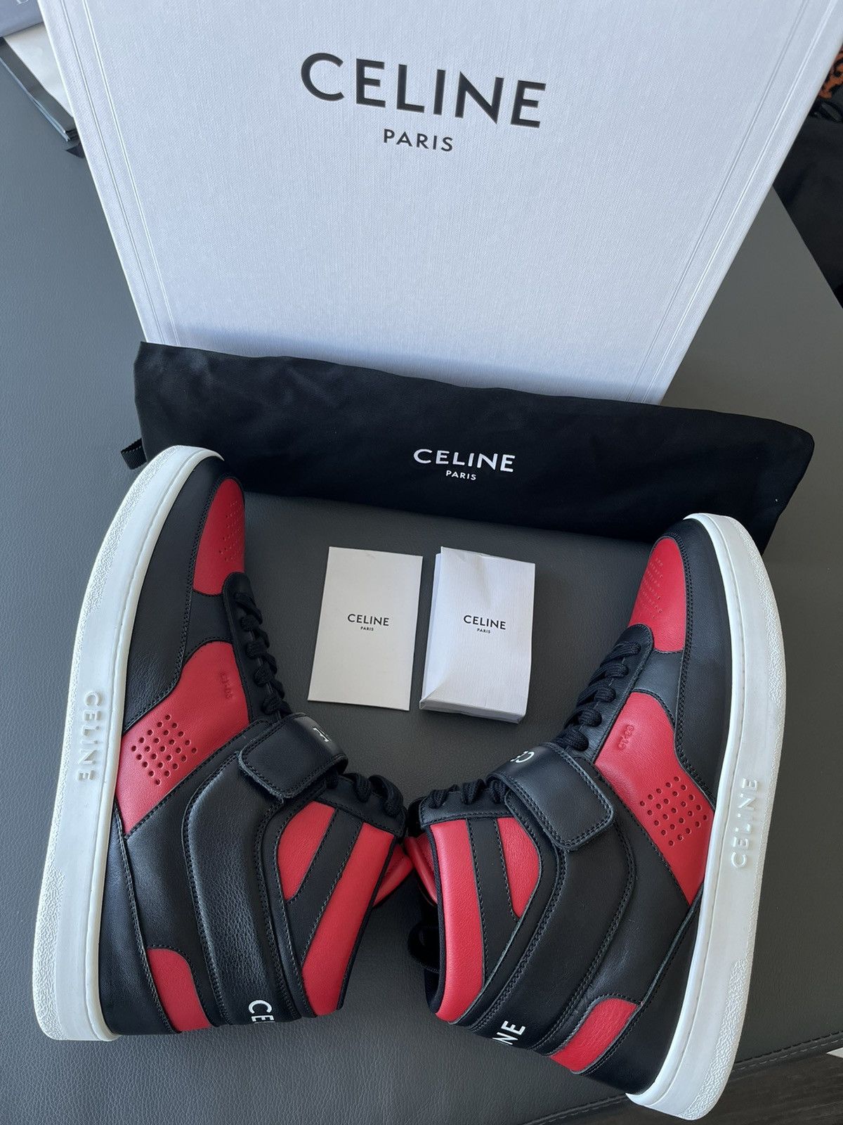 Celine × Hedi Slimane Rare New Super Runway Celine Logo Trainer Leather Sneaker Size US 11 / EU 44 - 4 Thumbnail