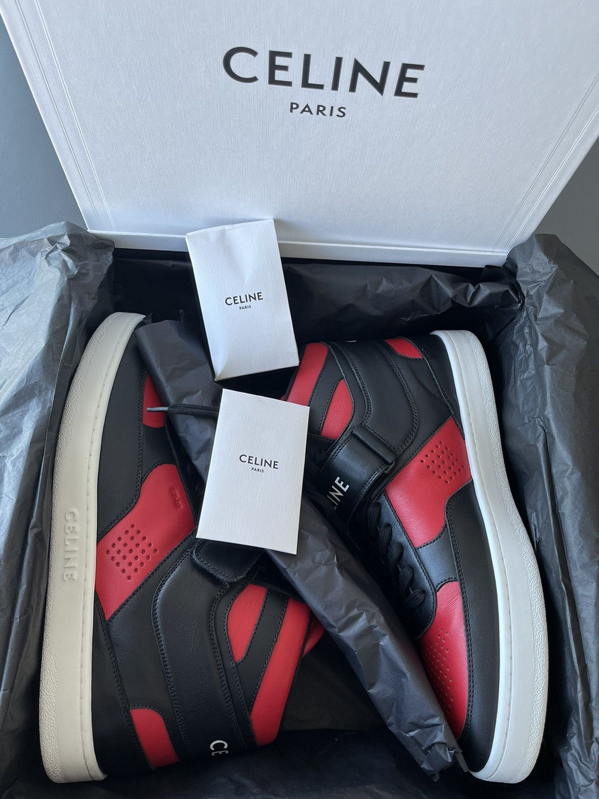 Celine × Hedi Slimane Rare New Super Runway Celine Logo Trainer Leather Sneaker Size US 11 / EU 44 - 6 Thumbnail