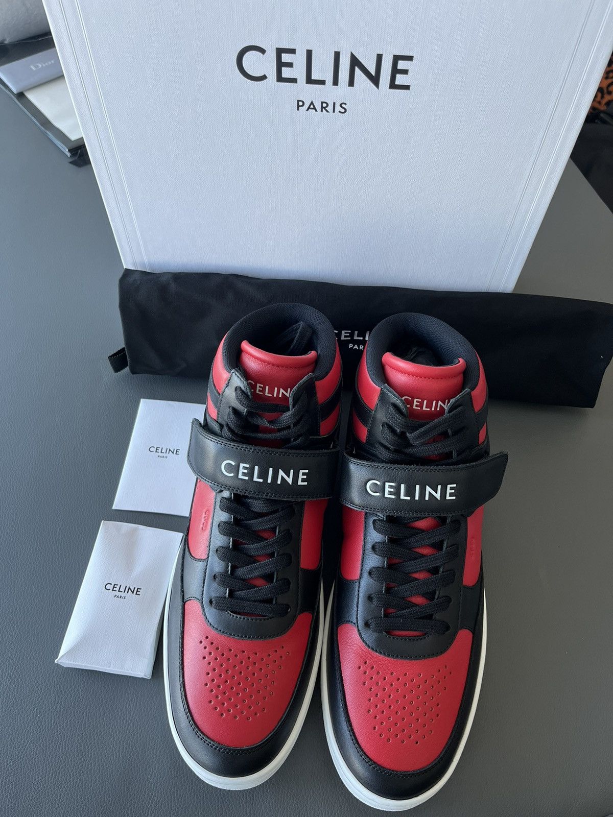 Celine × Hedi Slimane Rare New Super Runway Celine Logo Trainer Leather Sneaker Size US 11 / EU 44 - 7 Thumbnail