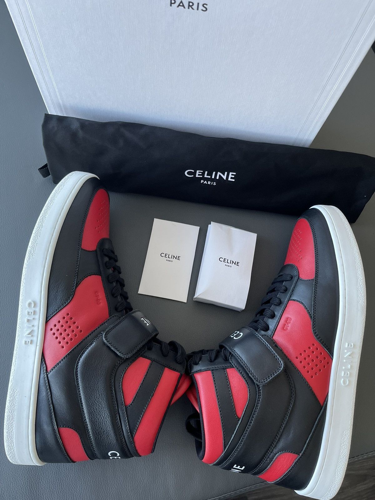 Celine × Hedi Slimane Rare New Super Runway Celine Logo Trainer Leather Sneaker Size US 11 / EU 44 - 15 Thumbnail
