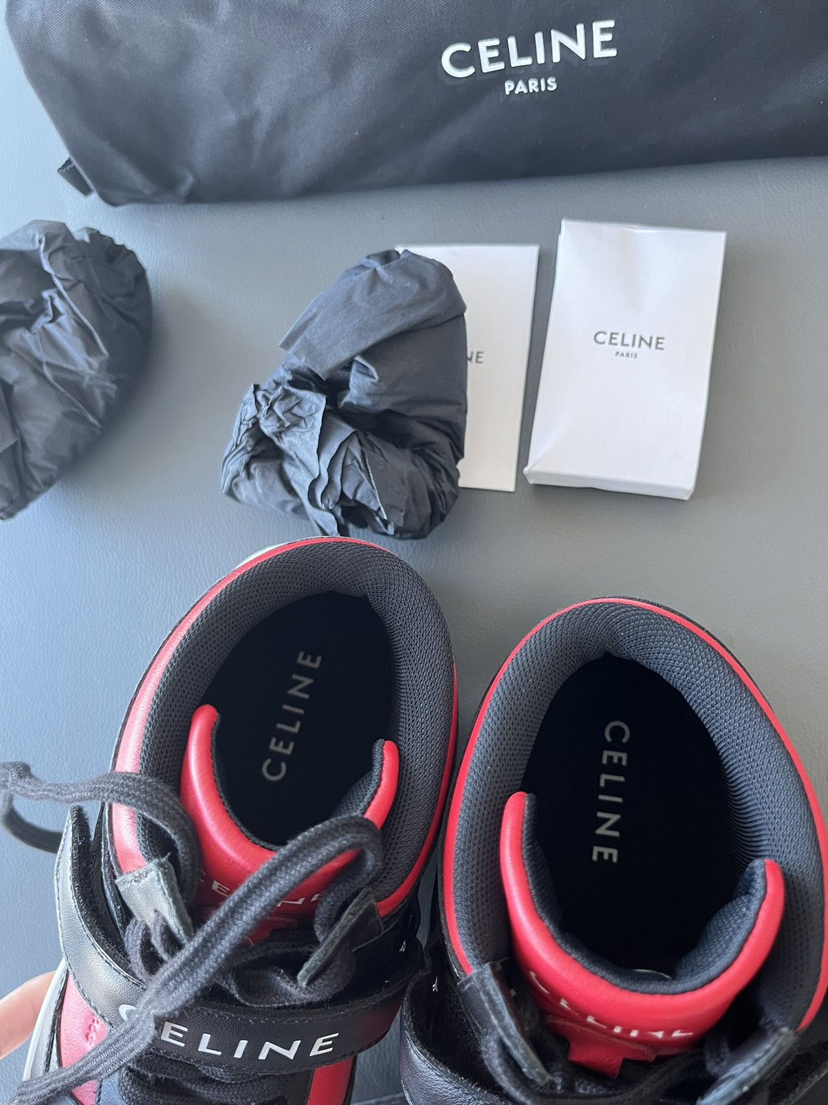 Celine × Hedi Slimane Rare New Super Runway Celine Logo Trainer Leather Sneaker Size US 11 / EU 44 - 20 Thumbnail