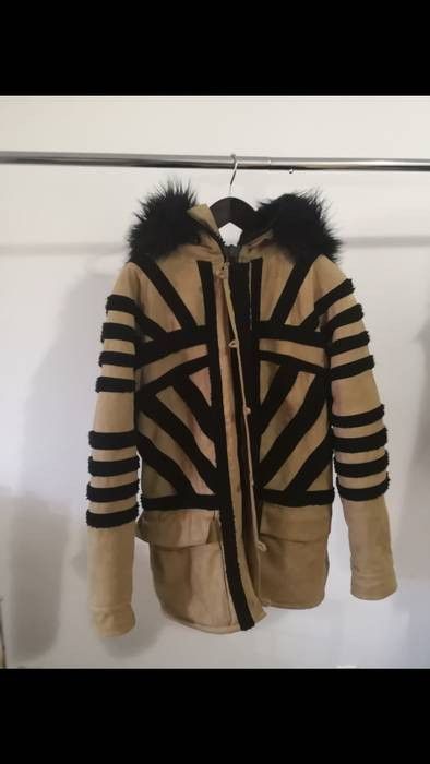 image of Ktz Shearling Coat (Archival) in Beige Suede, Men's (Size Medium)