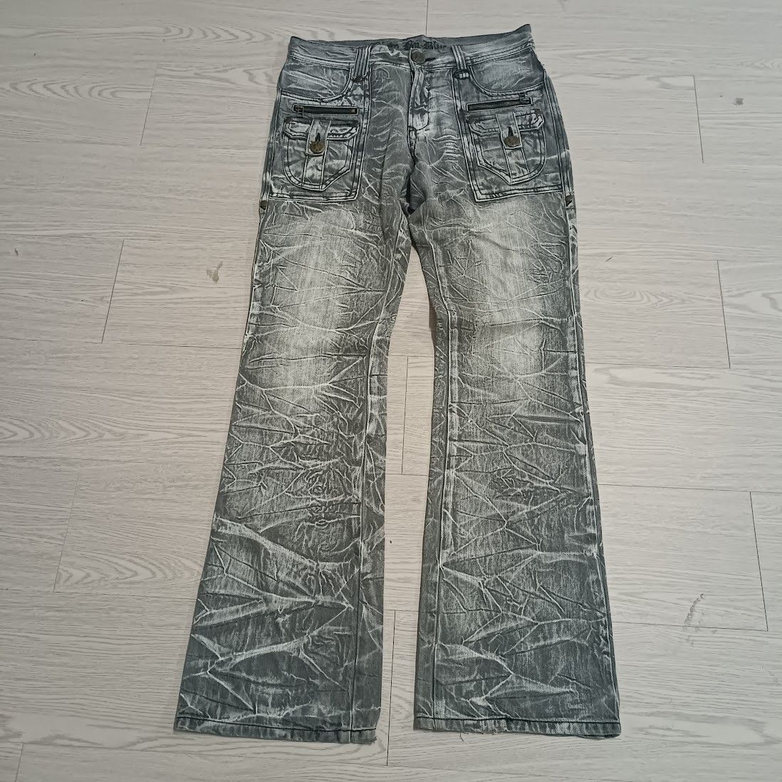 Japanese Brand FLARED 🔥 BLOW BY BLUE FLASH FADED JEANS Size US 34 / EU 50 - 7 Thumbnail