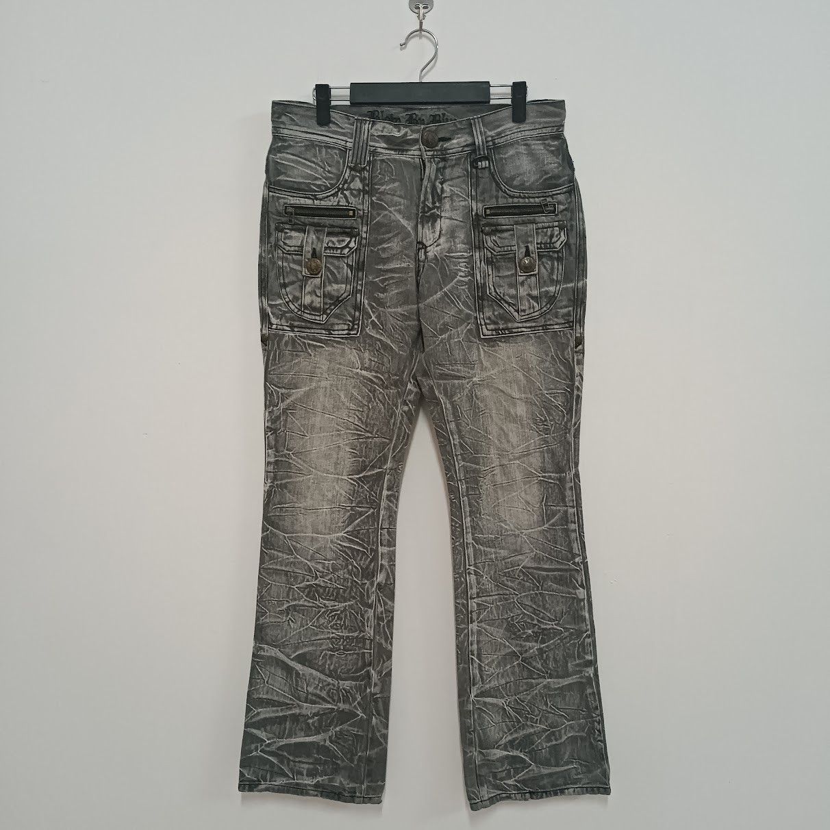 Japanese Brand FLARED 🔥 BLOW BY BLUE FLASH FADED JEANS Size US 34 / EU 50 - 3 Thumbnail