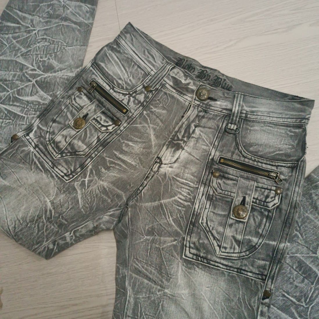 Japanese Brand FLARED 🔥 BLOW BY BLUE FLASH FADED JEANS Size US 34 / EU 50 - 9 Thumbnail