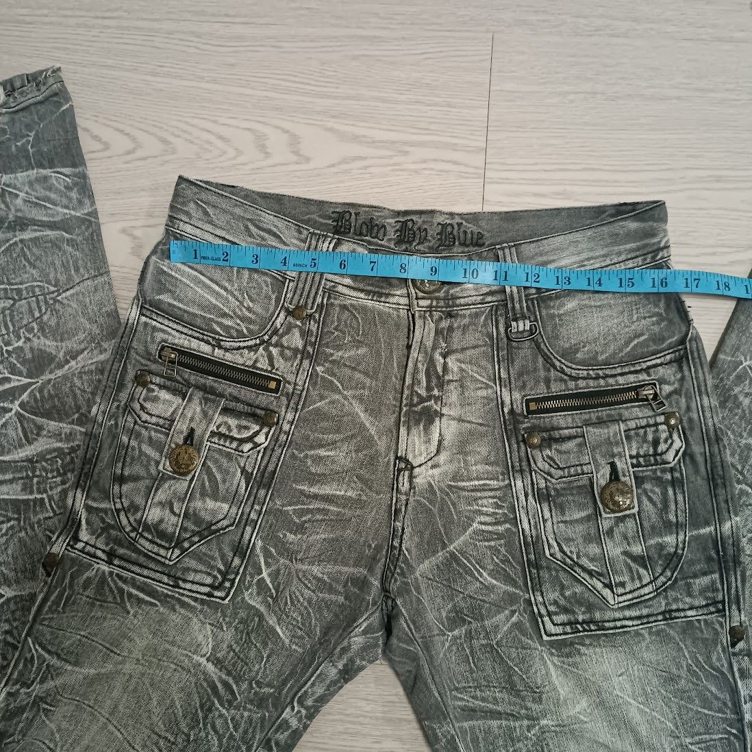Japanese Brand FLARED 🔥 BLOW BY BLUE FLASH FADED JEANS Size US 34 / EU 50 - 8 Thumbnail