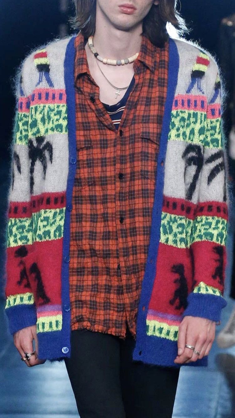 SAINT LAURENT Paris カーディガン Saint Laurent Dino Cardigan SS16 Surf Sound Dinosaur Mohair Hedi