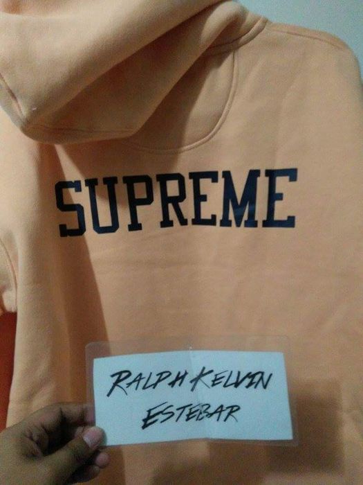 Supreme x outlet champion hoodie peach