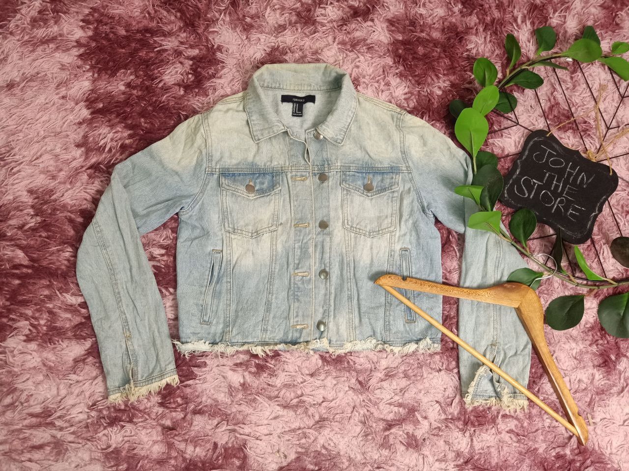 Forever 21 denim jacket distressed