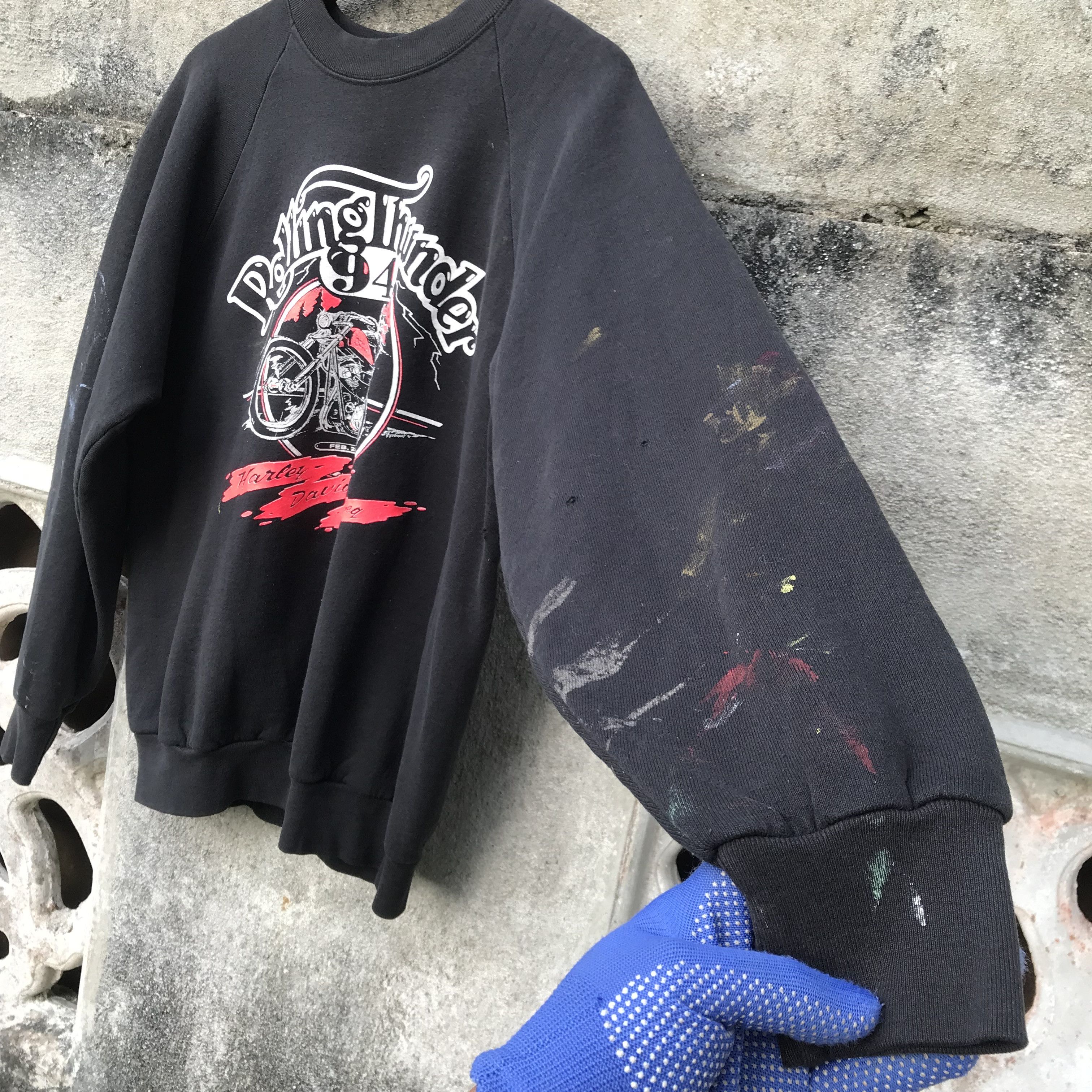 Harley Davidson × Vintage Vintage Harley Davidson 94 rolling thunder painted crewneck Size US M / EU 48-50 / 2 - 1 Thumbnail