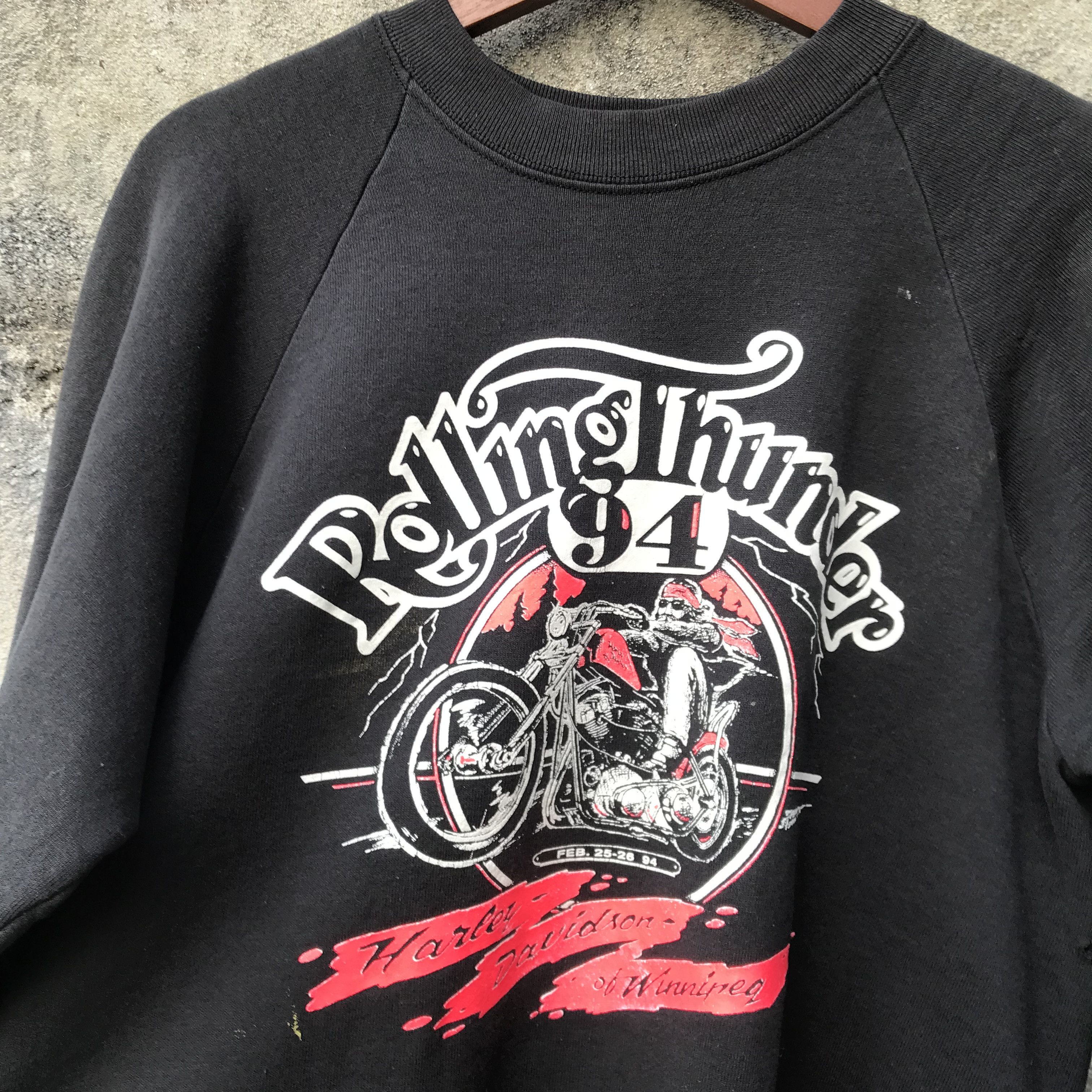 Harley Davidson × Vintage Vintage Harley Davidson 94 rolling thunder painted crewneck Size US M / EU 48-50 / 2 - 5 Thumbnail