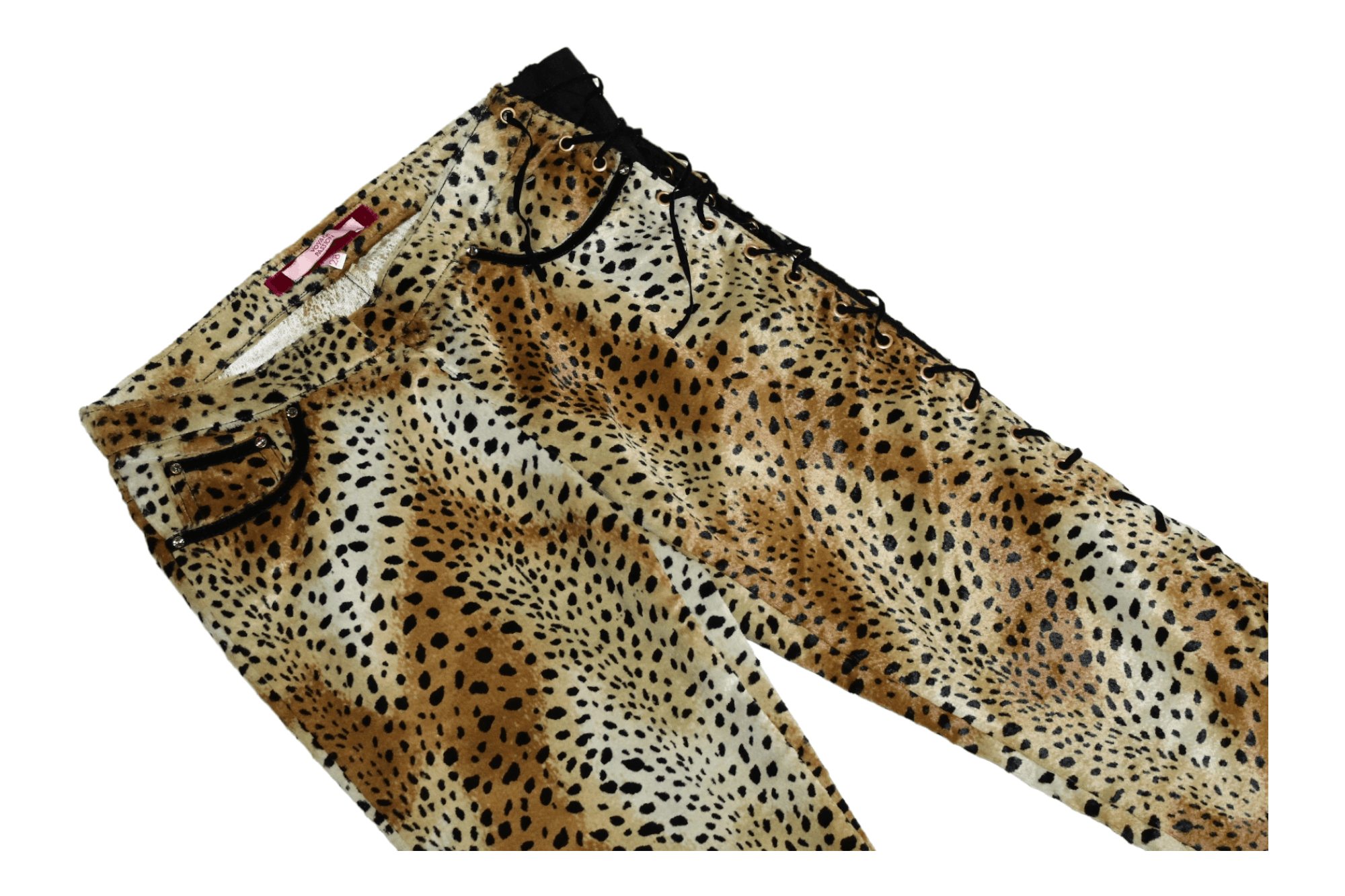 Y2k💥Voyage Passion Animal Print Bondage Velour Flared Pants