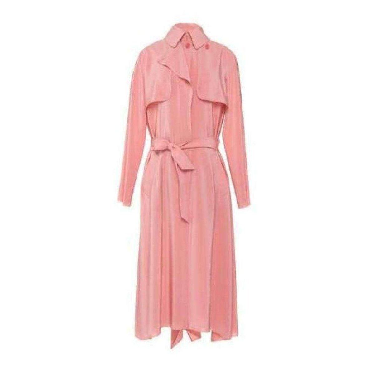Pink Silk Georgette Trench Coat