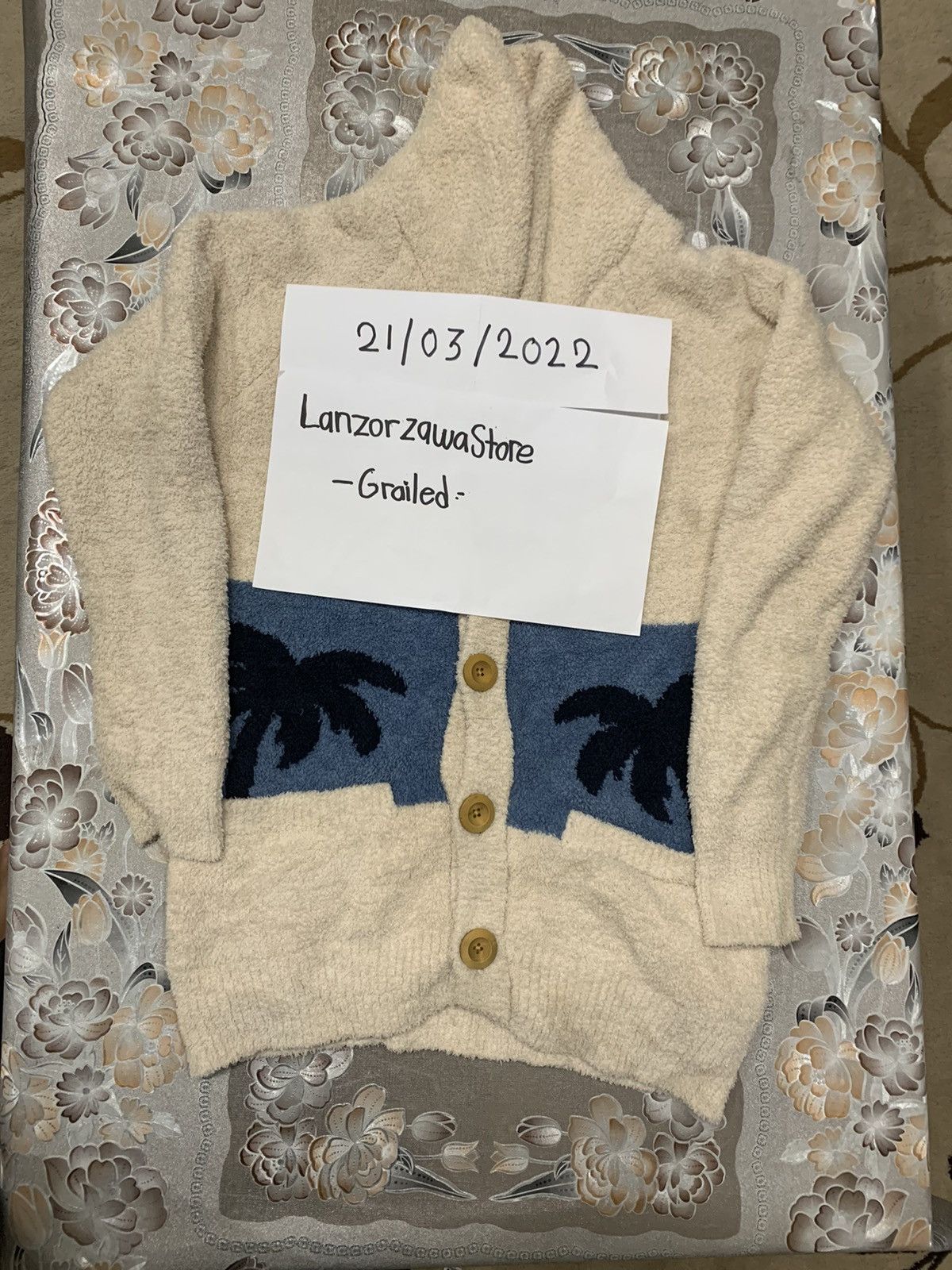 Aran Isles Knitwear × Japanese Brand × Other AN original HULA LANI HAWAII Cardigan Coconut tree Pattern Size US M / EU 48-50 / 2 - 11 Thumbnail
