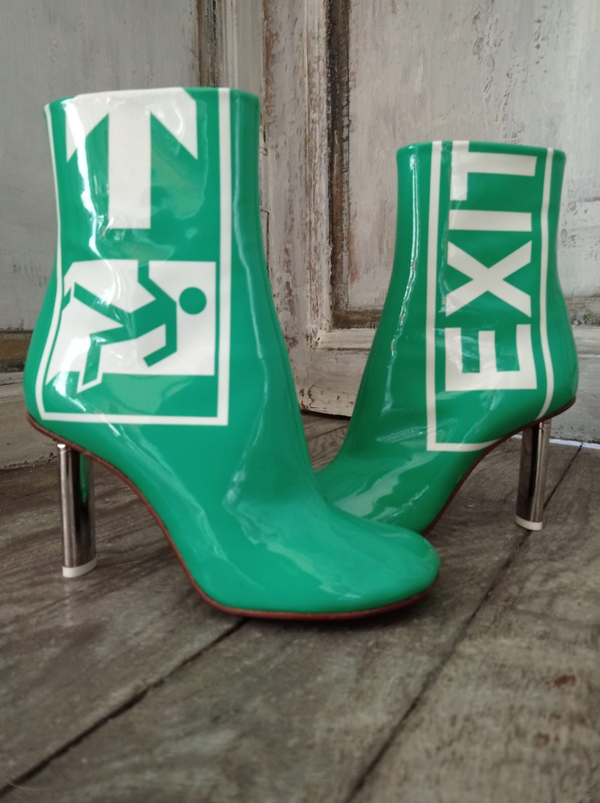 Vetements Green Patent Exit Lighter Boots Grailed