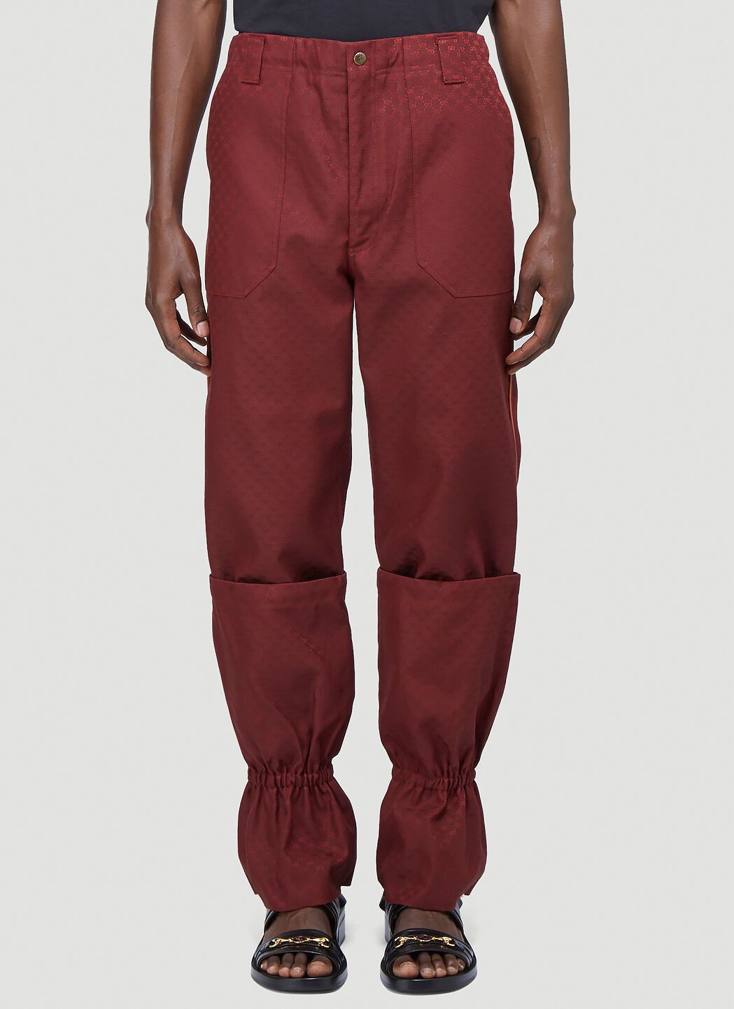 image of Gucci Detachable Gaiter Pants - Burgundy, Men's (Size 34)