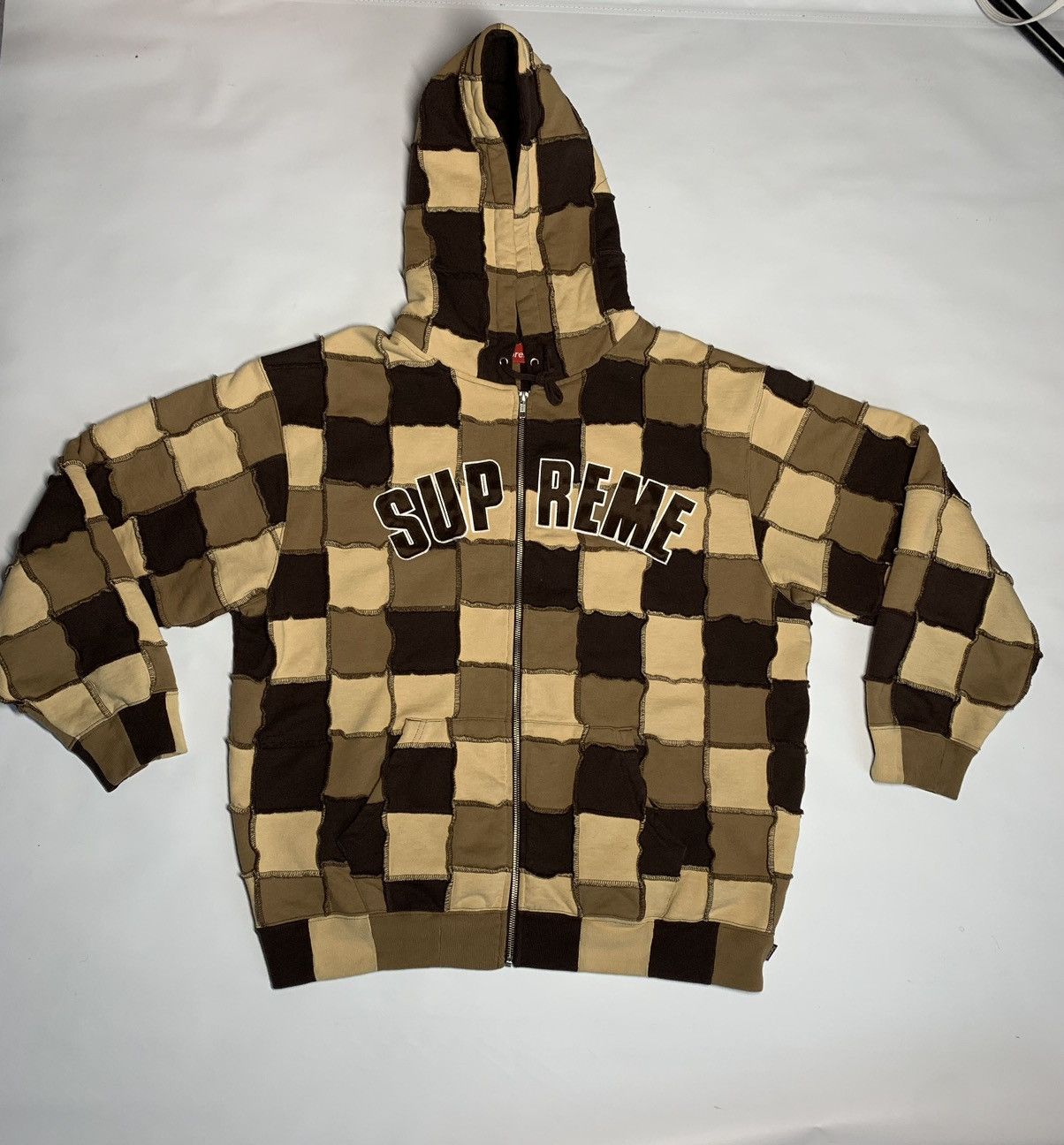 Supreme Supreme Reverse Patchwork Zip Up Hooded Sweatshirt | Grailed