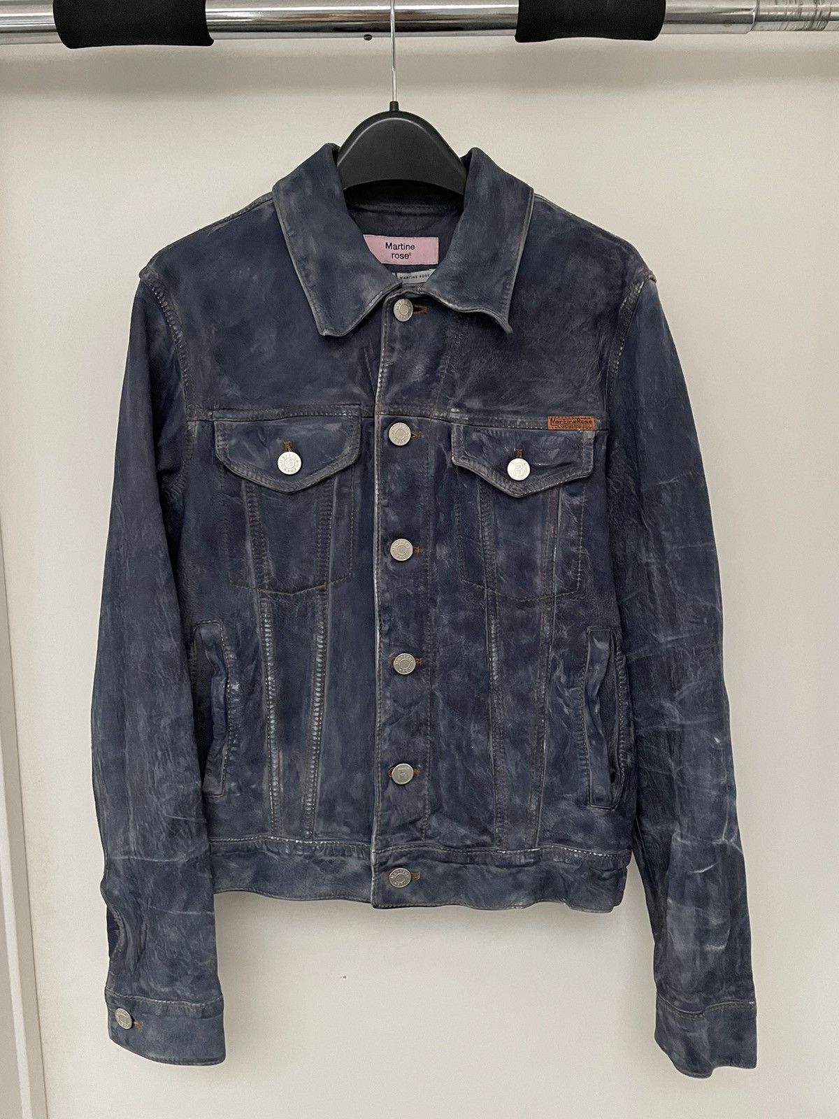 Leather Jacket × Martine Rose $2200+ SS22 Denim-Look Fitted Jacket 