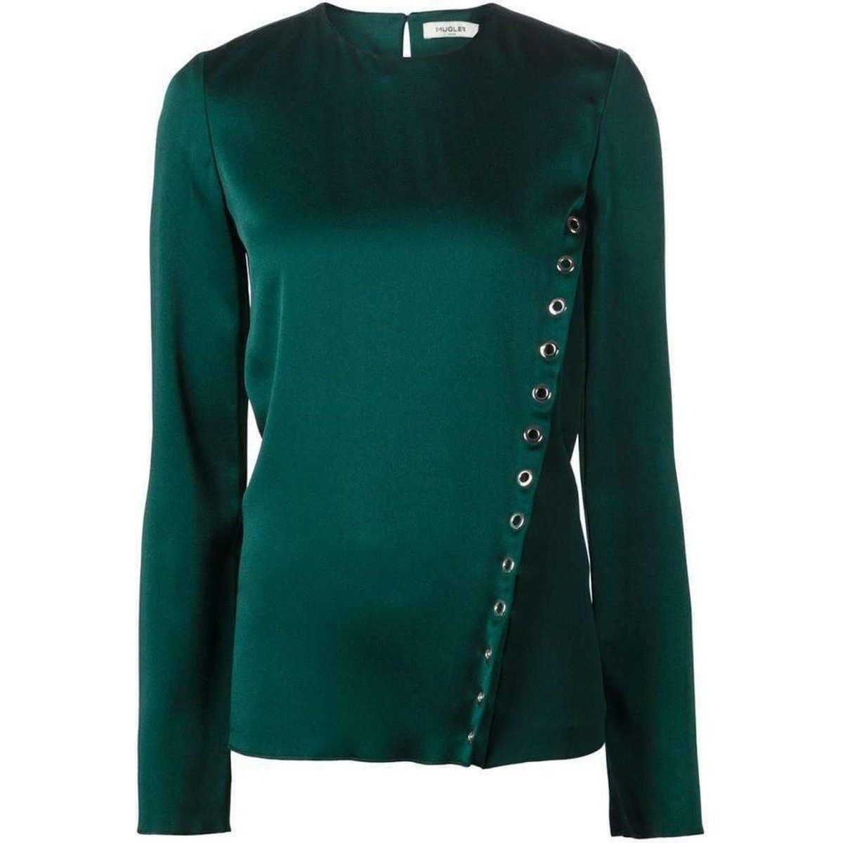 Forest Green Eyelet Detail Blouse