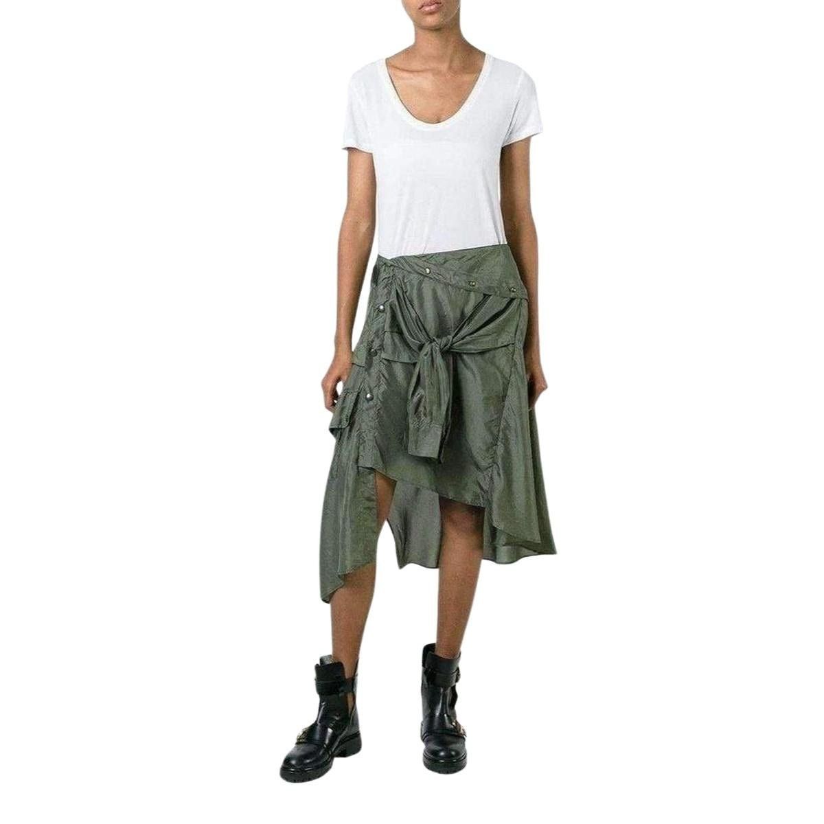 スカート Shirt Style Asymmetric Silk Skirt Shirt Style Asymmetric Silk Skirt