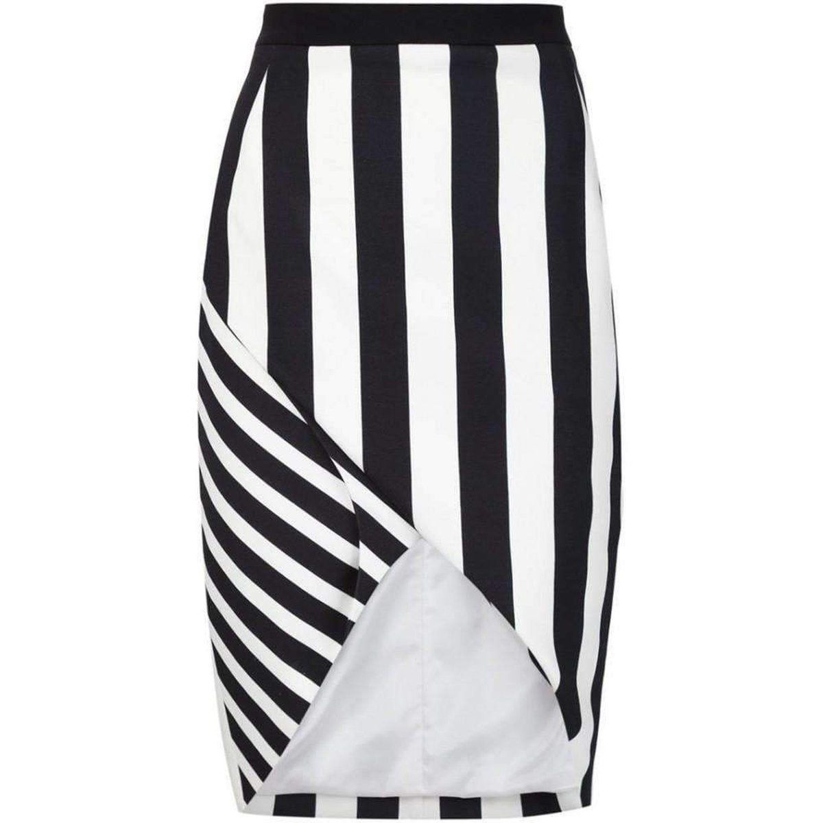 Striped Stretch Crepe Skirt