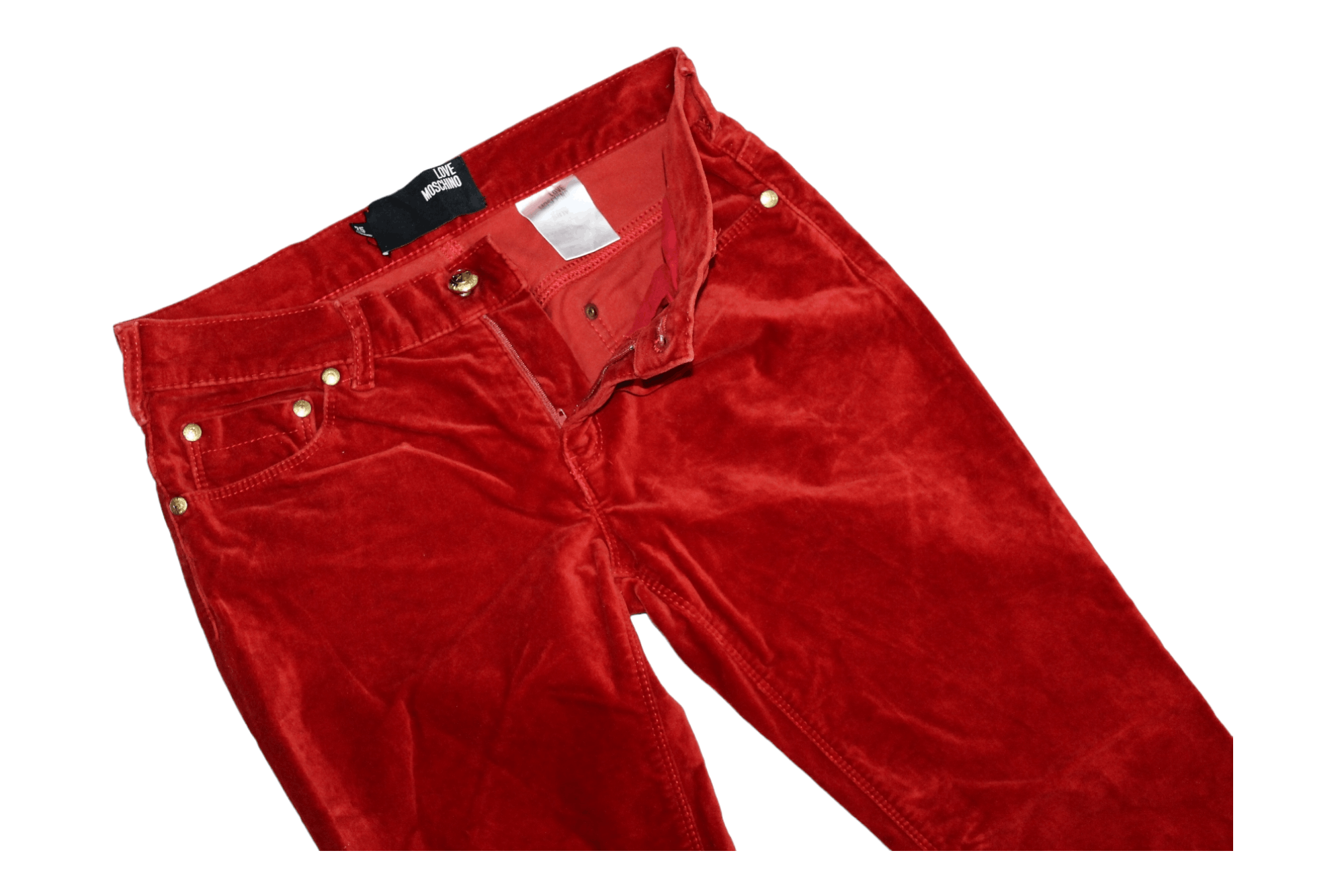 Love Moschino skinny velour pants logo emboid