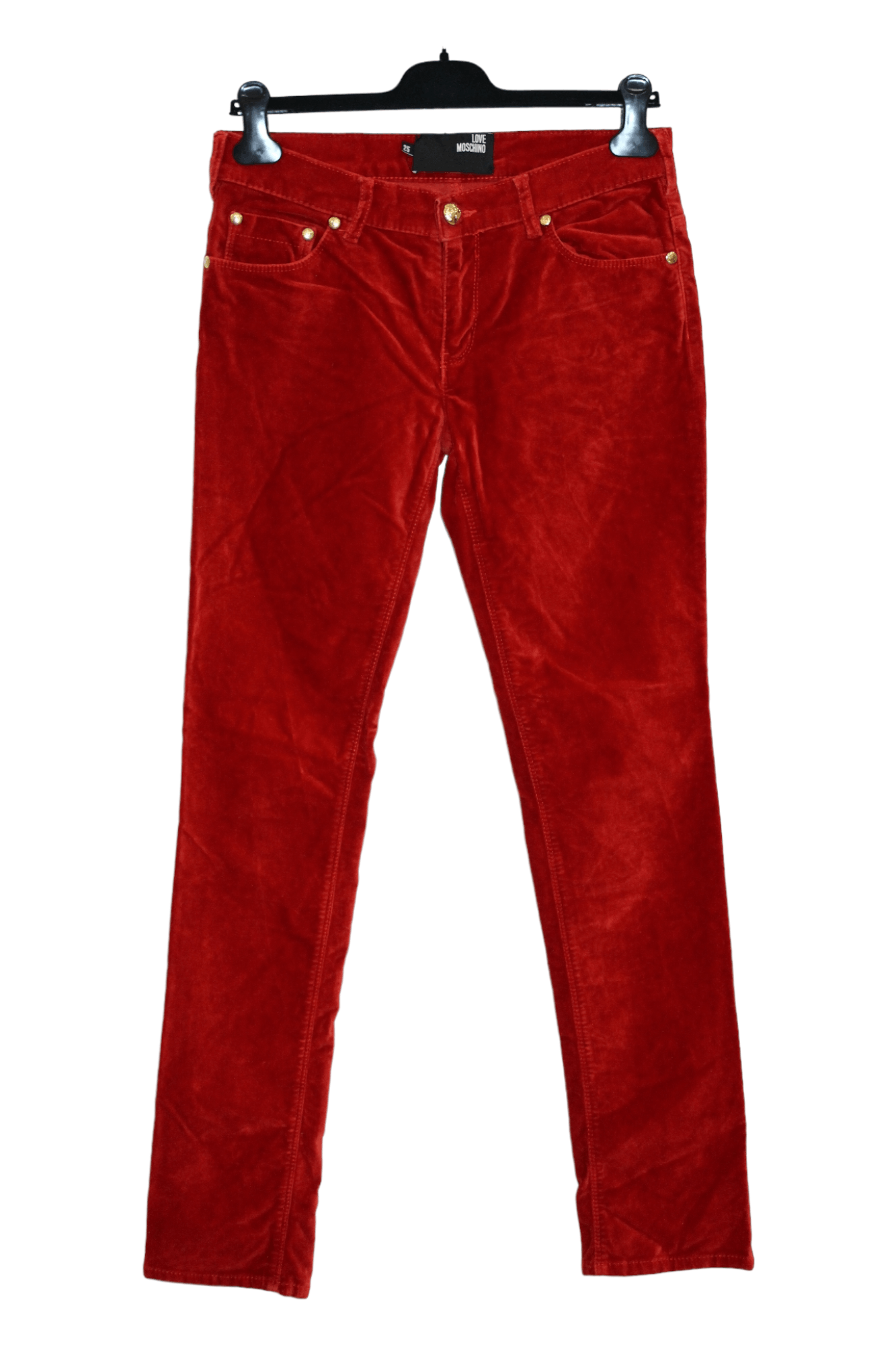 Love Moschino skinny velour pants logo emboid