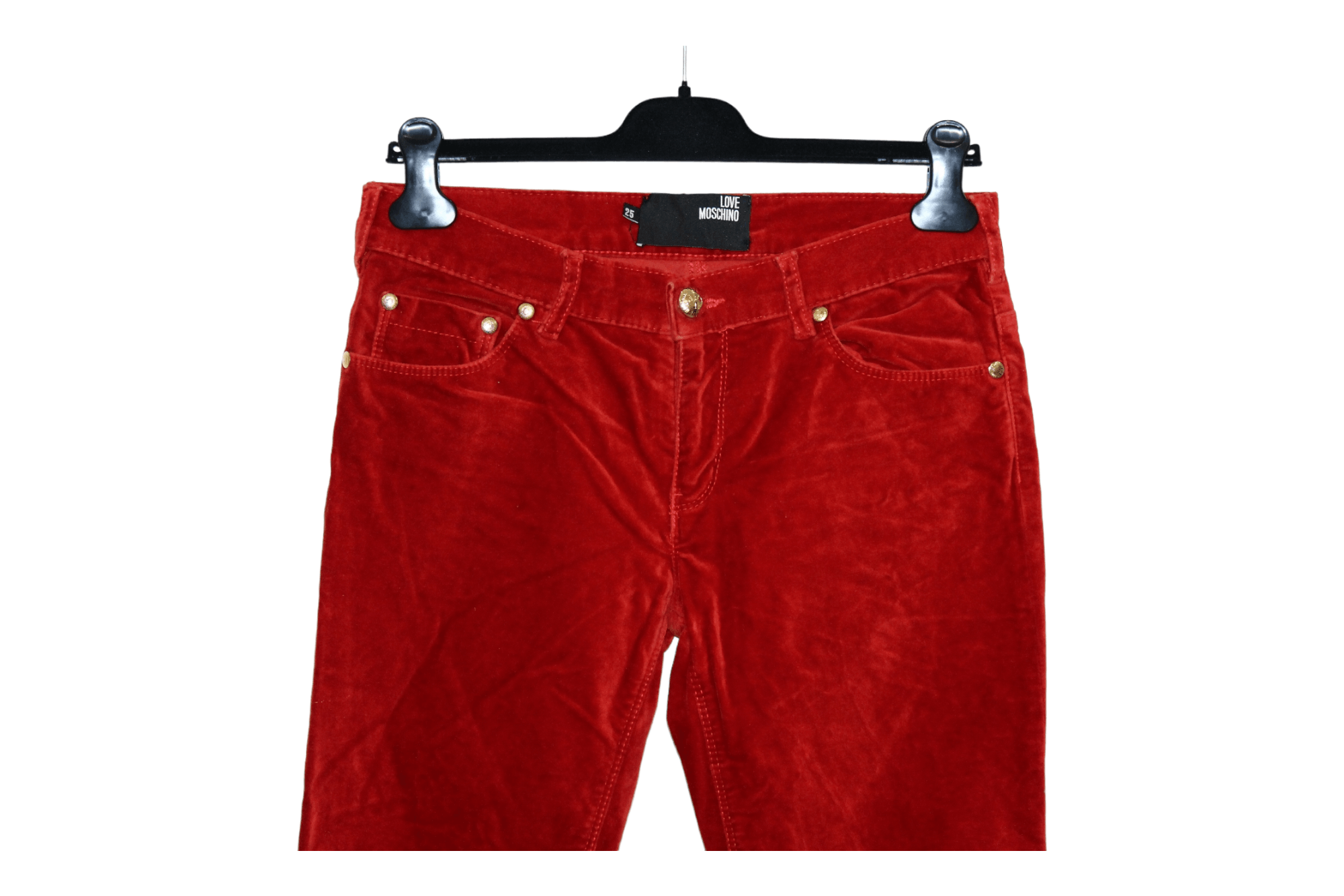 Love Moschino skinny velour pants logo emboid