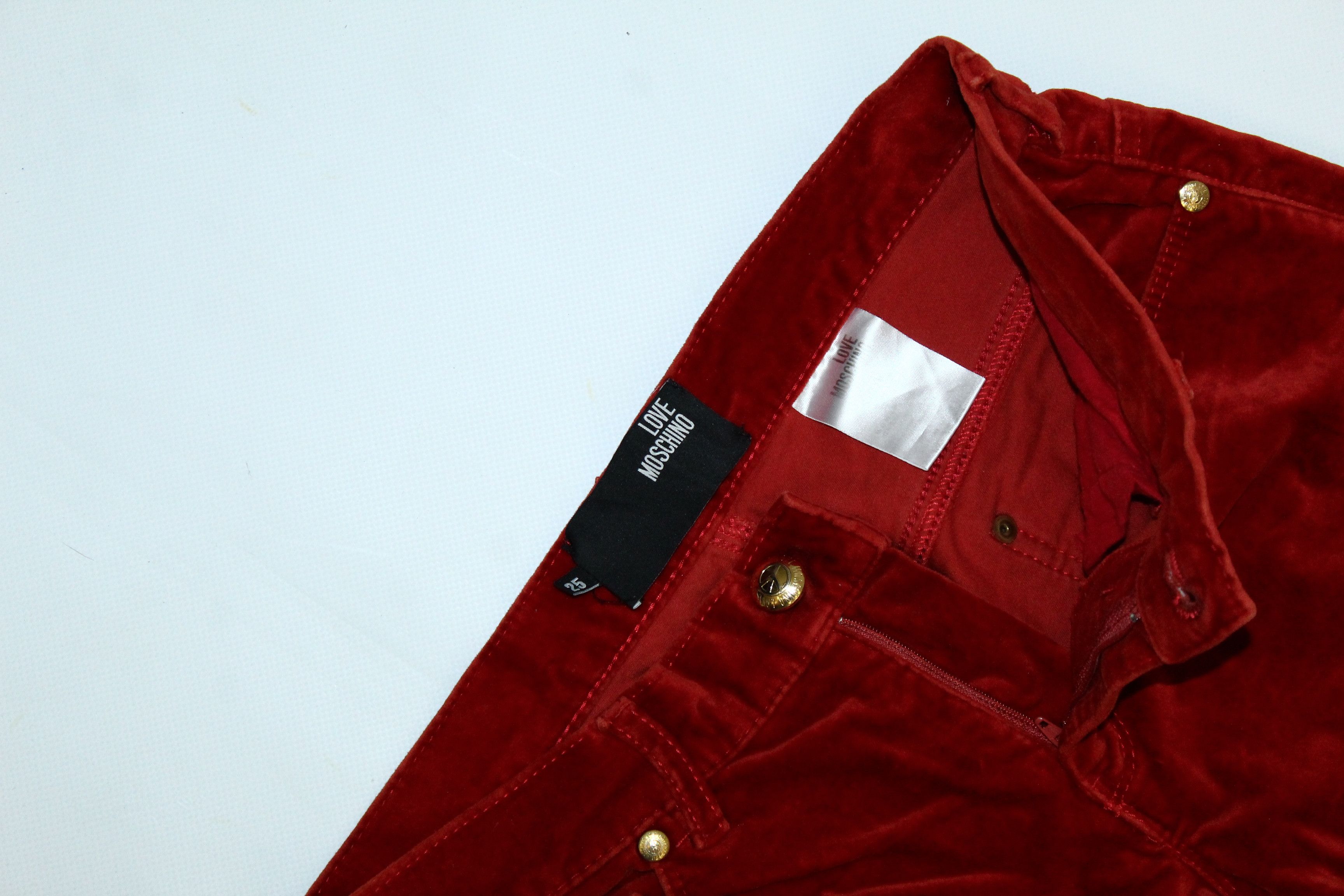 Love Moschino skinny velour pants logo emboid