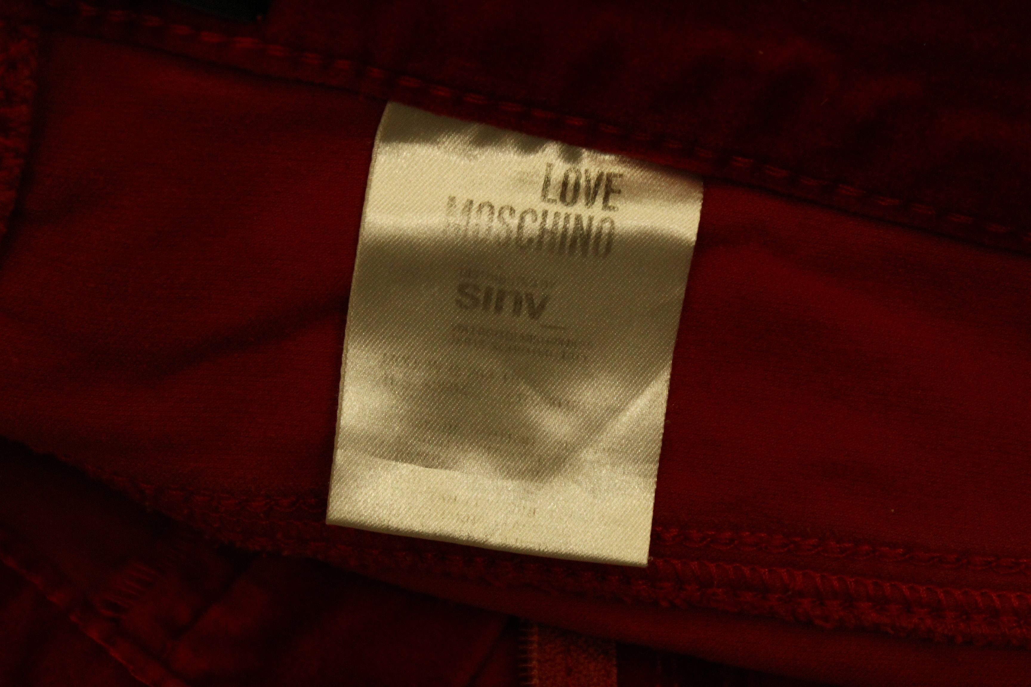 Love Moschino skinny velour pants logo emboid