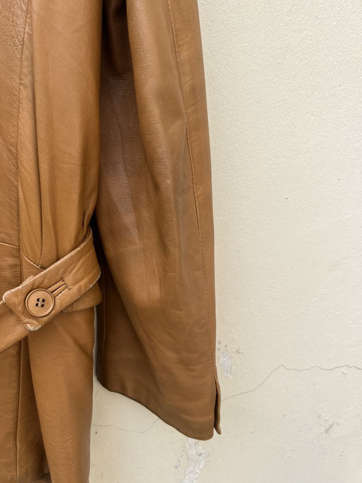 Versace × Vintage 90s Gianni Versace Trashed Patina Leather Coat Jacket Size US M / EU 48-50 / 2 - 15 Thumbnail