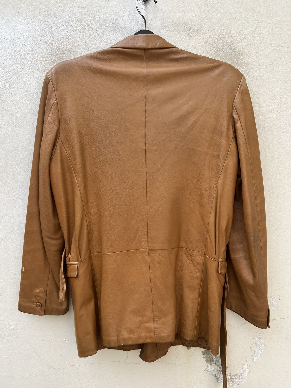 Versace × Vintage 90s Gianni Versace Trashed Patina Leather Coat Jacket Size US M / EU 48-50 / 2 - 19 Thumbnail