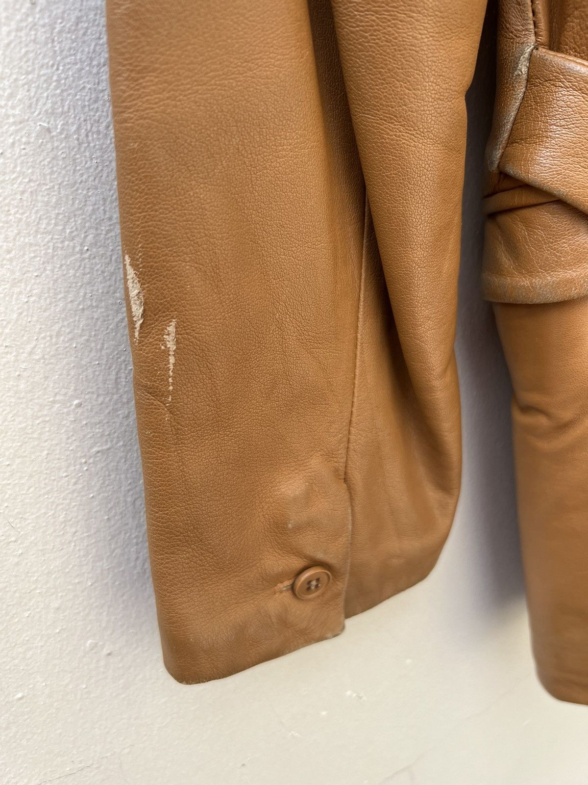 Versace × Vintage 90s Gianni Versace Trashed Patina Leather Coat Jacket Size US M / EU 48-50 / 2 - 17 Thumbnail
