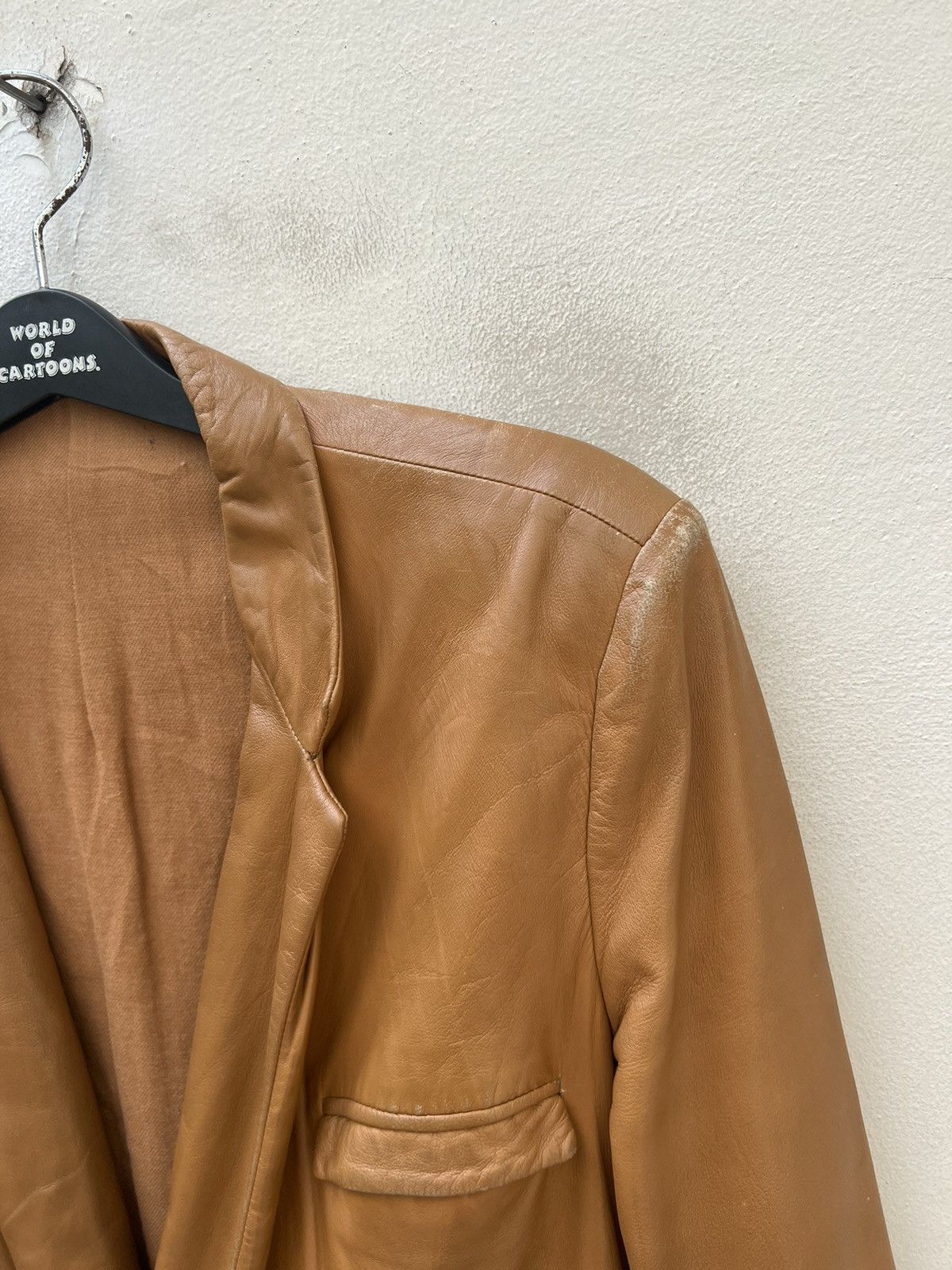 Versace × Vintage 90s Gianni Versace Trashed Patina Leather Coat Jacket Size US M / EU 48-50 / 2 - 7 Thumbnail