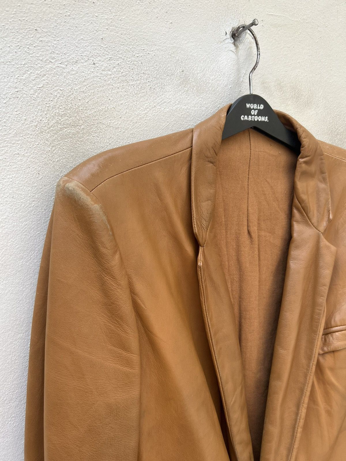 Versace × Vintage 90s Gianni Versace Trashed Patina Leather Coat Jacket Size US M / EU 48-50 / 2 - 8 Thumbnail