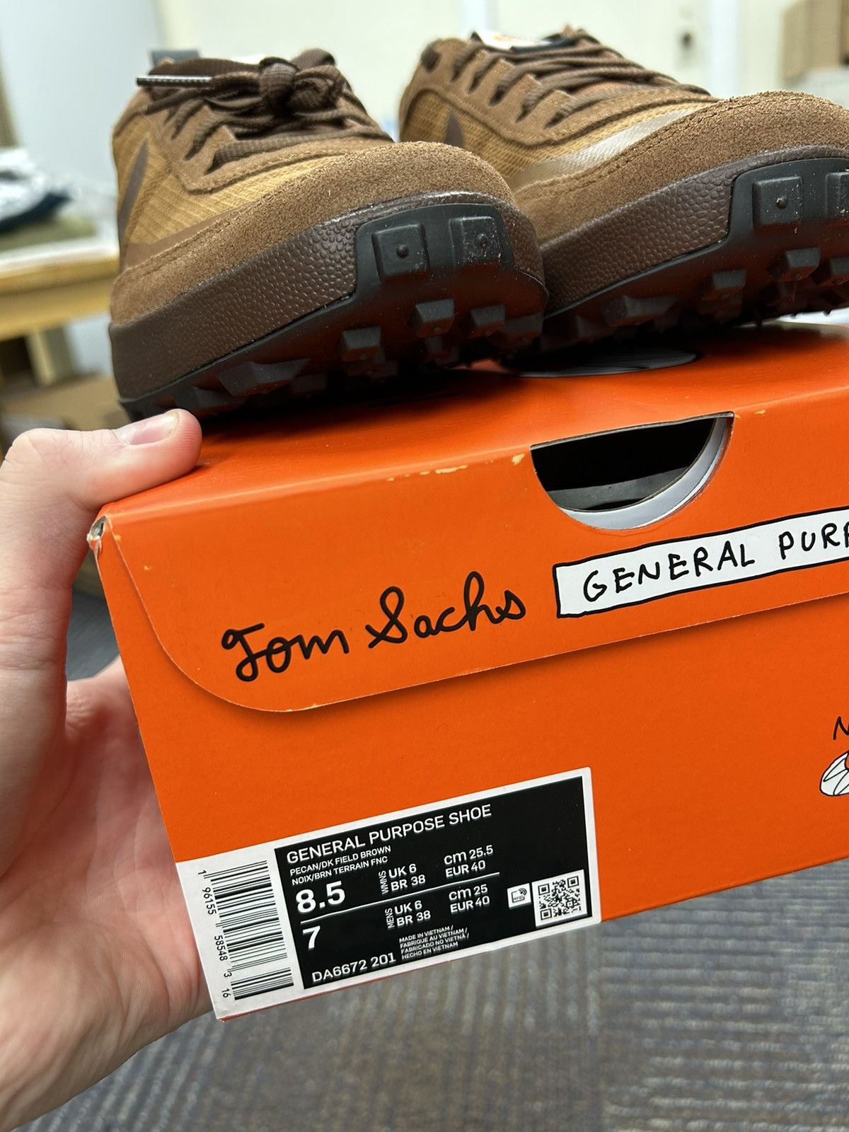 Nike × Tom Sachs Nike Tom Sachs General Purpose Shoe Field Brown Mens 7 Size US 7 / EU 40 - 3 Thumbnail