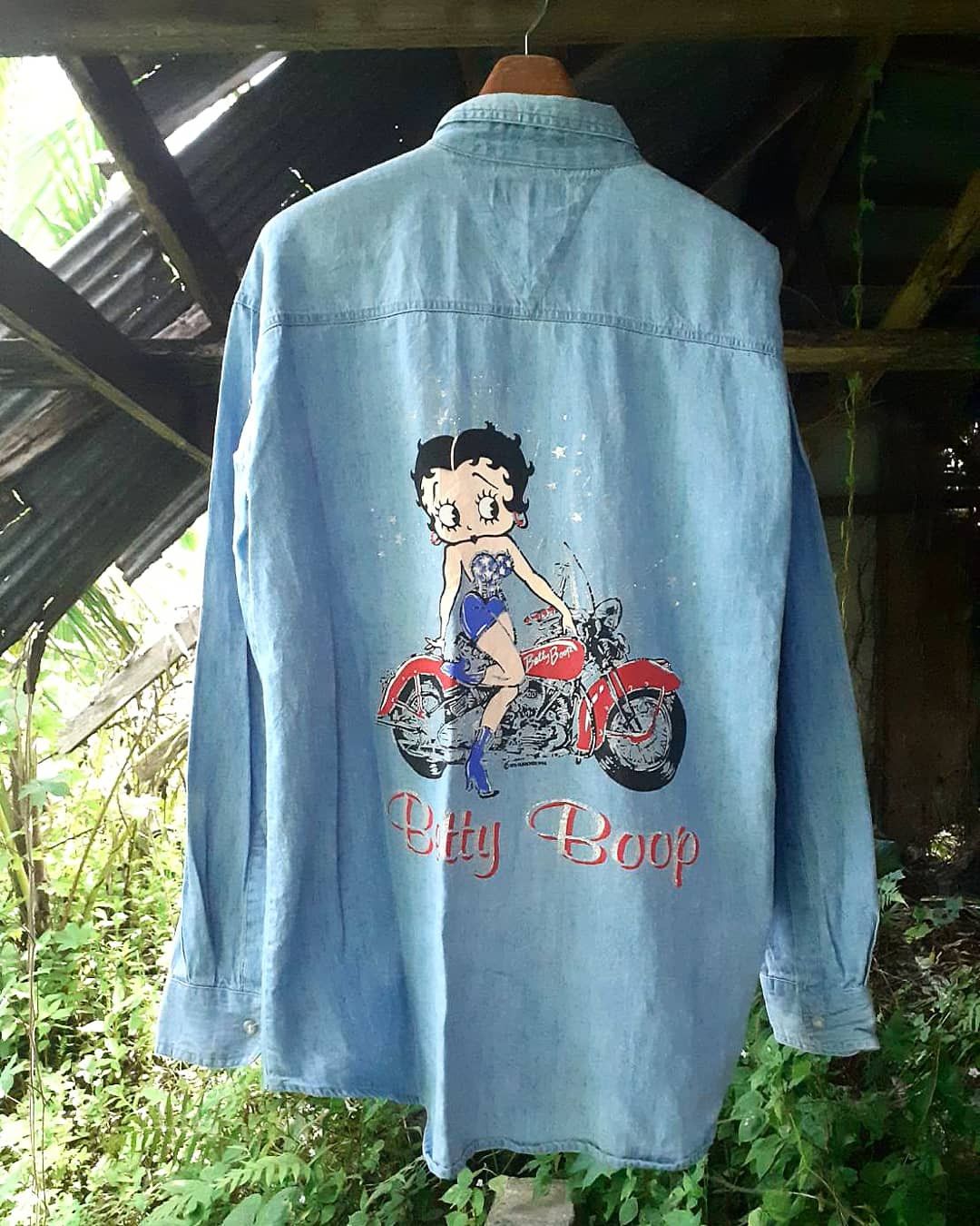 Vintage 90s Betty Boop X Harley Davidson 1994 Denim Shirt