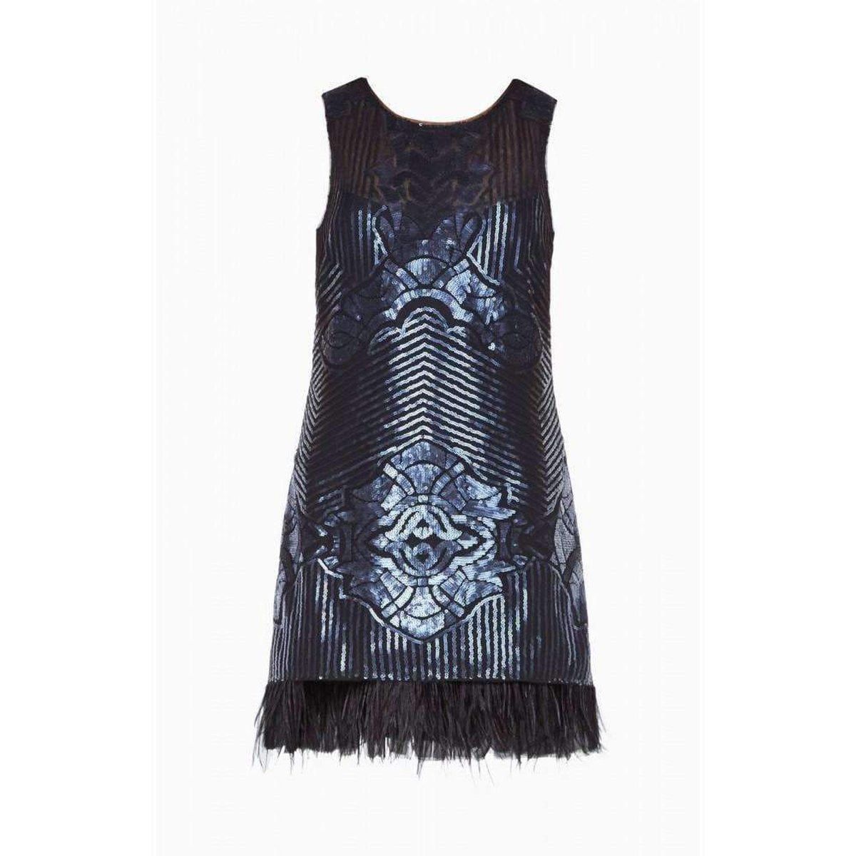 Caterina Sequin Feather Dress
