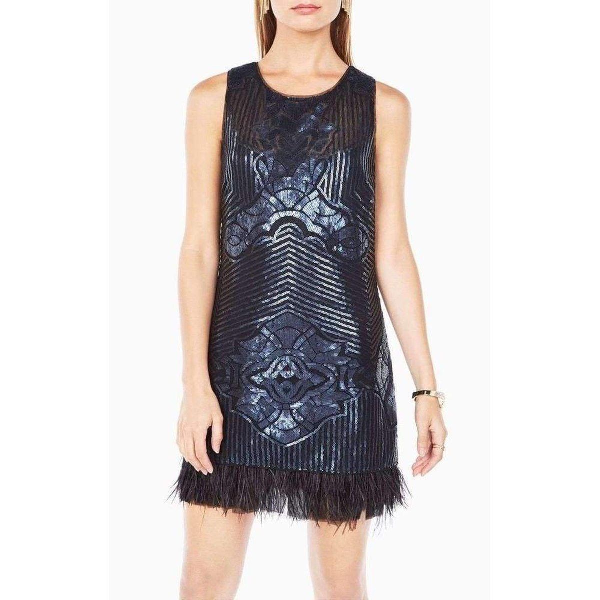 Caterina Sequin Feather Dress