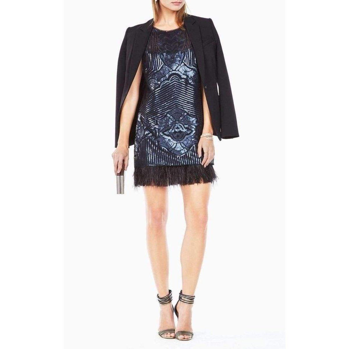 Caterina Sequin Feather Dress