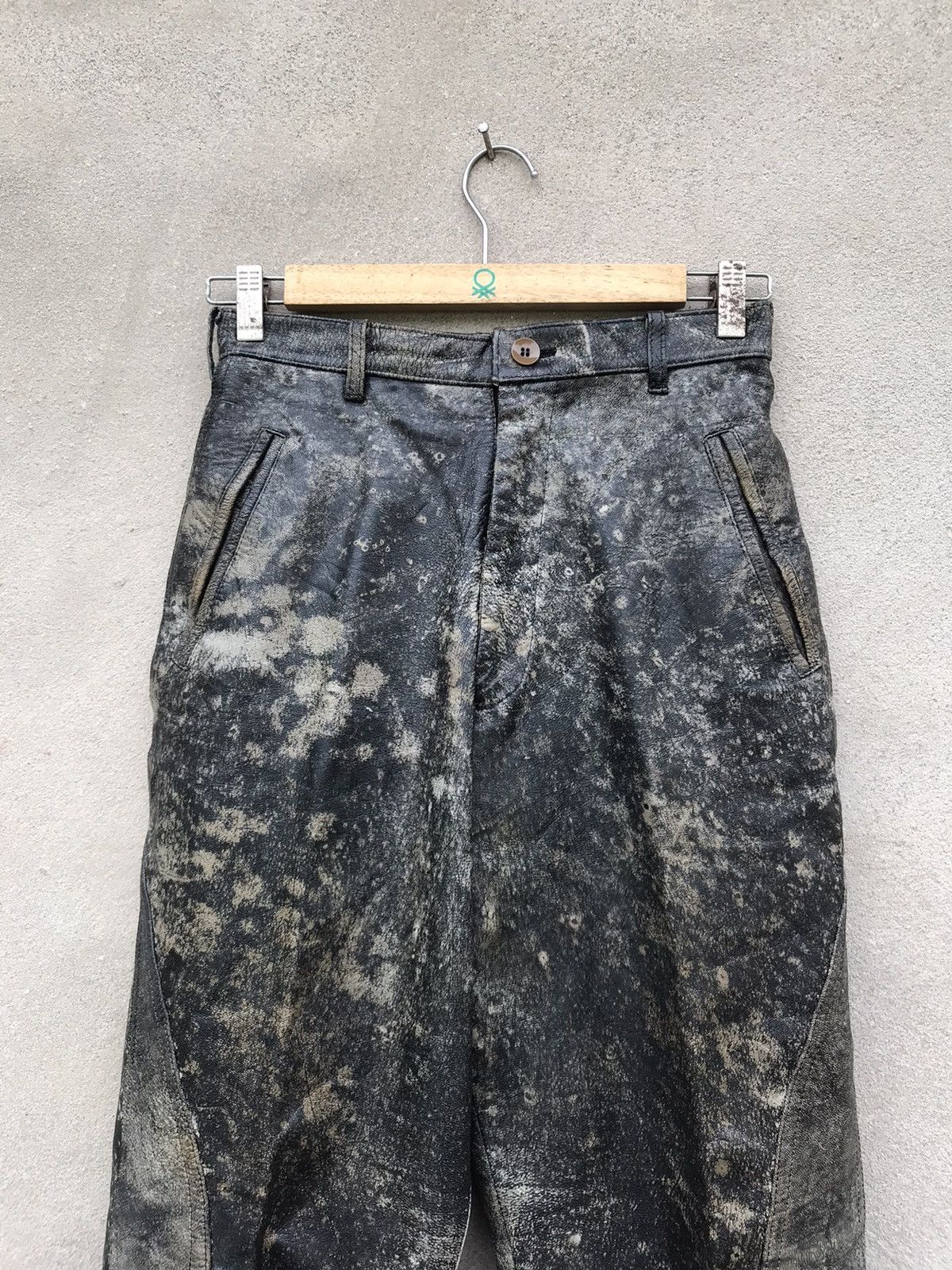 Vintage × Yohji Yamamoto RARE YOHJI YAMAMOTO POUR HOMME LEATHER JACKET ASID WASH Size US 28 / EU 44 - 7 Thumbnail