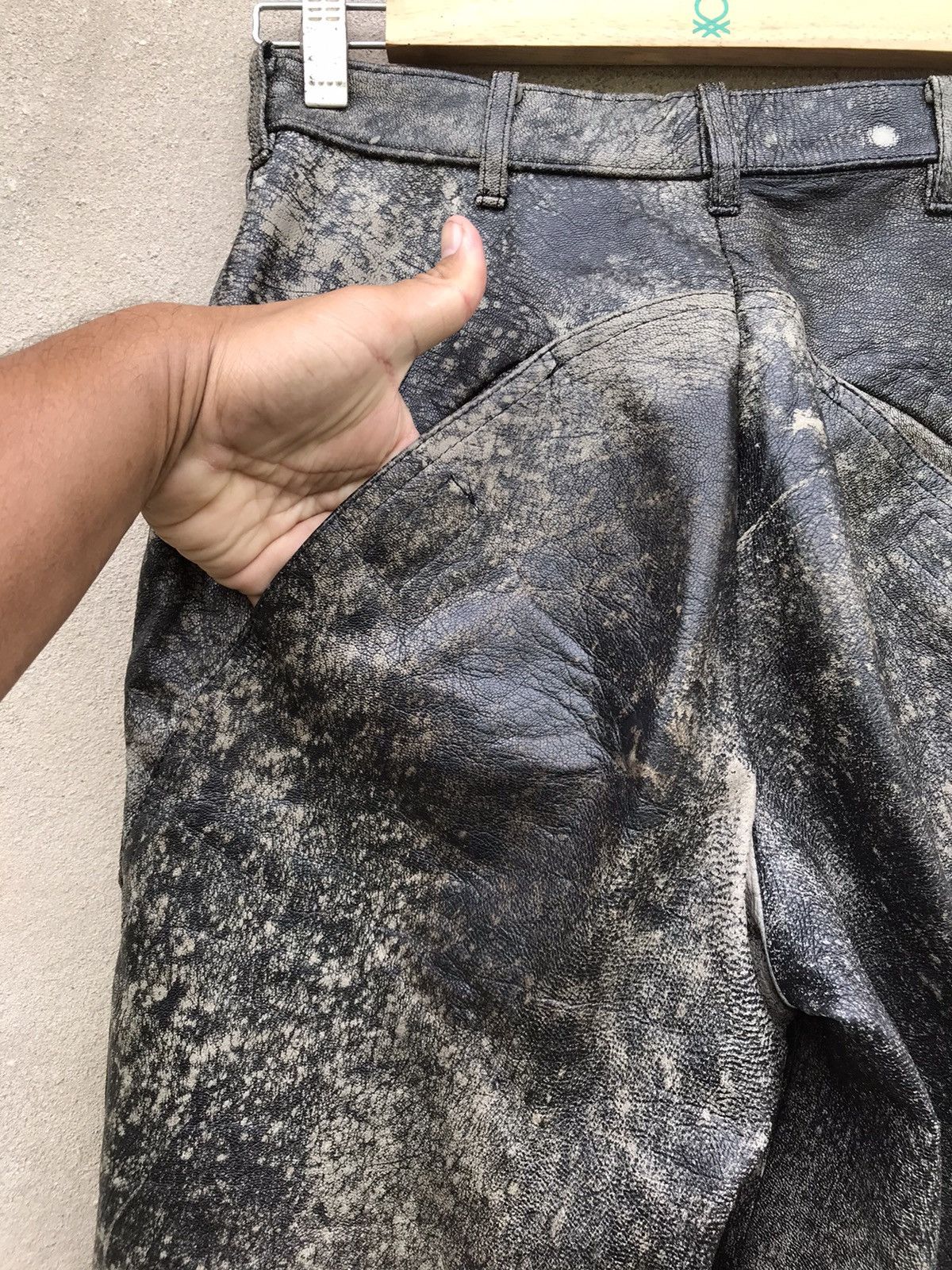 Vintage × Yohji Yamamoto RARE YOHJI YAMAMOTO POUR HOMME LEATHER JACKET ASID WASH Size US 28 / EU 44 - 9 Thumbnail